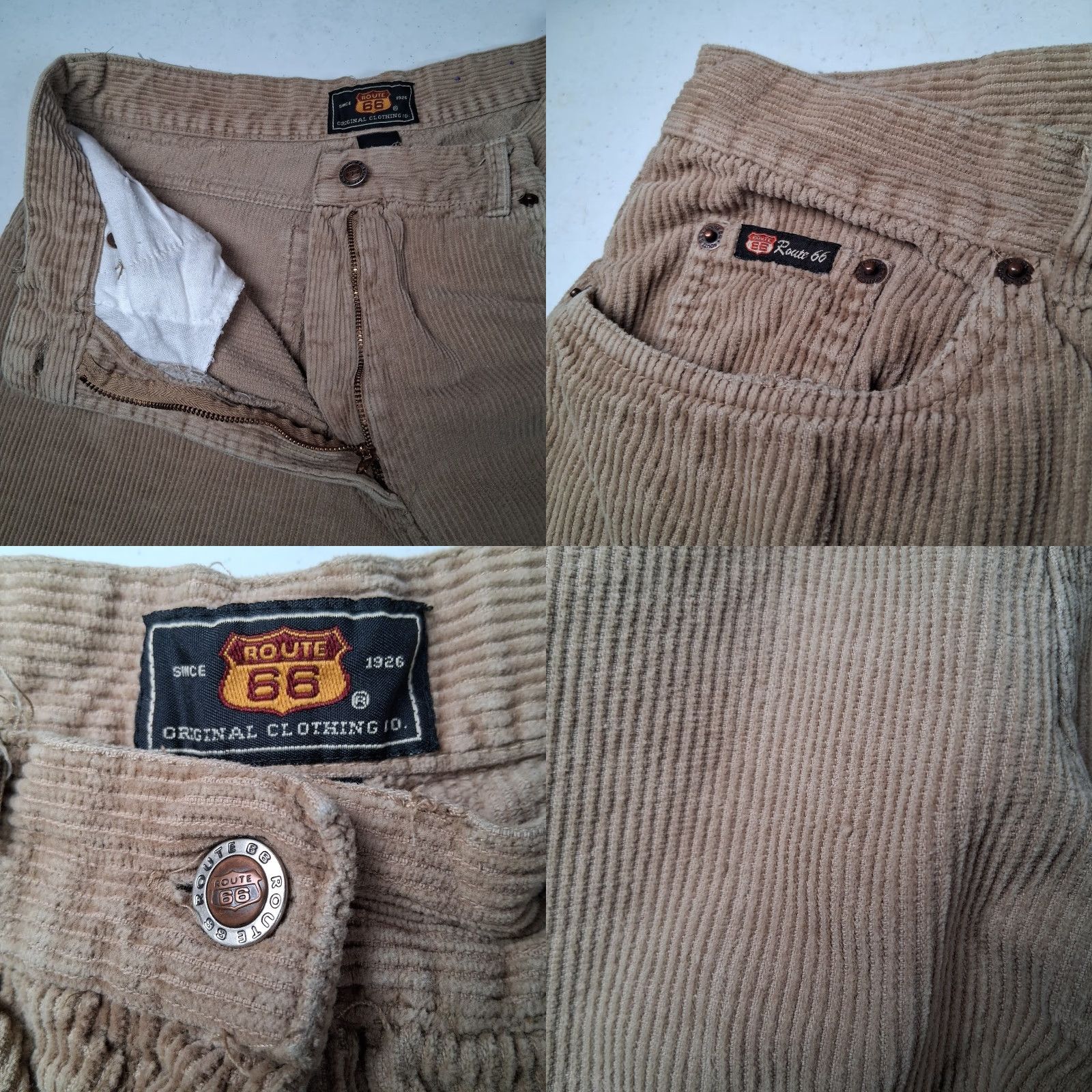 Route 66 VINTAGE Route 66 Corduroy Pants Women 14 Beige Wide Whale 1990s Retro 90s Corduroys Tapered Flat Front Casual Mens Womens Girls Size 36" / US 14 / IT 50 - 9 Thumbnail