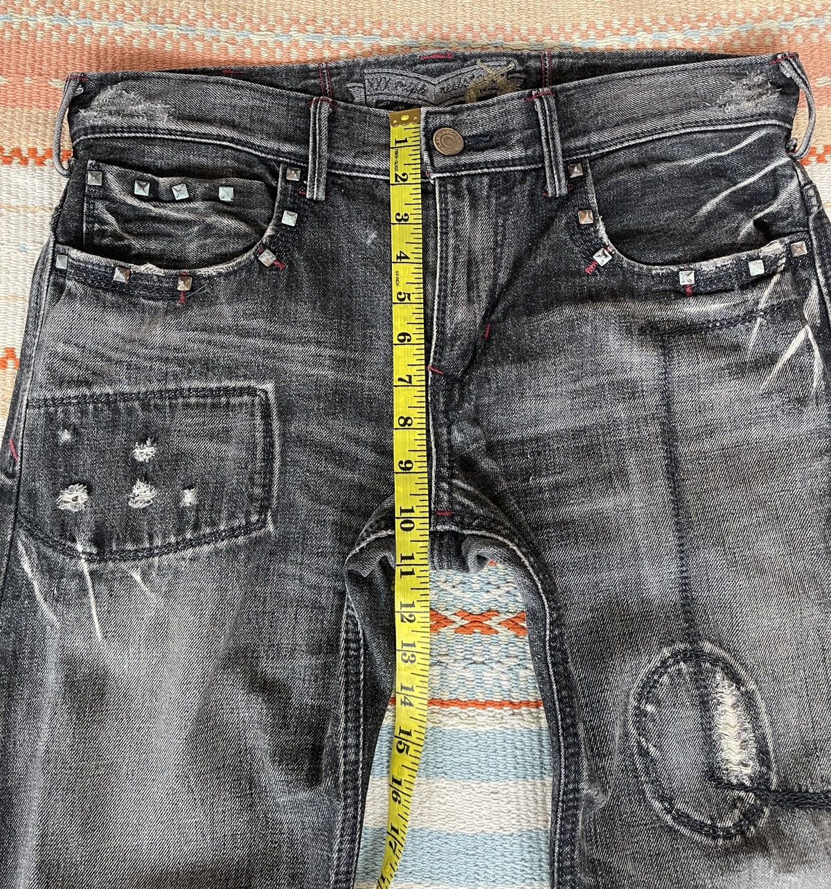 Cout de la Liberte Vintage🔥LIBERTO🔥Distressed Patchwork Denim Size US 36 / EU 52 - 5 Thumbnail