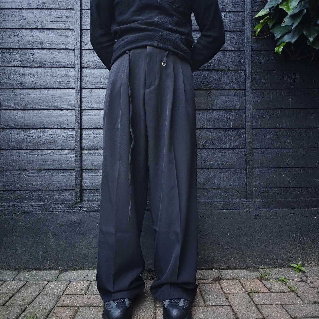 Other Black Wide Leg Pleated Belt Trousers Size US 32 / EU 48 - 6 Thumbnail