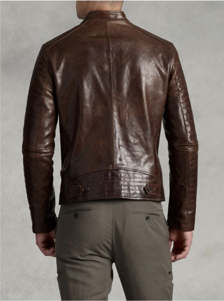 John Varvatos Distressed Biker Moto Leather Jacket Size EU 48 USA 38 Size US M / EU 48-50 / 2 - 3 Thumbnail