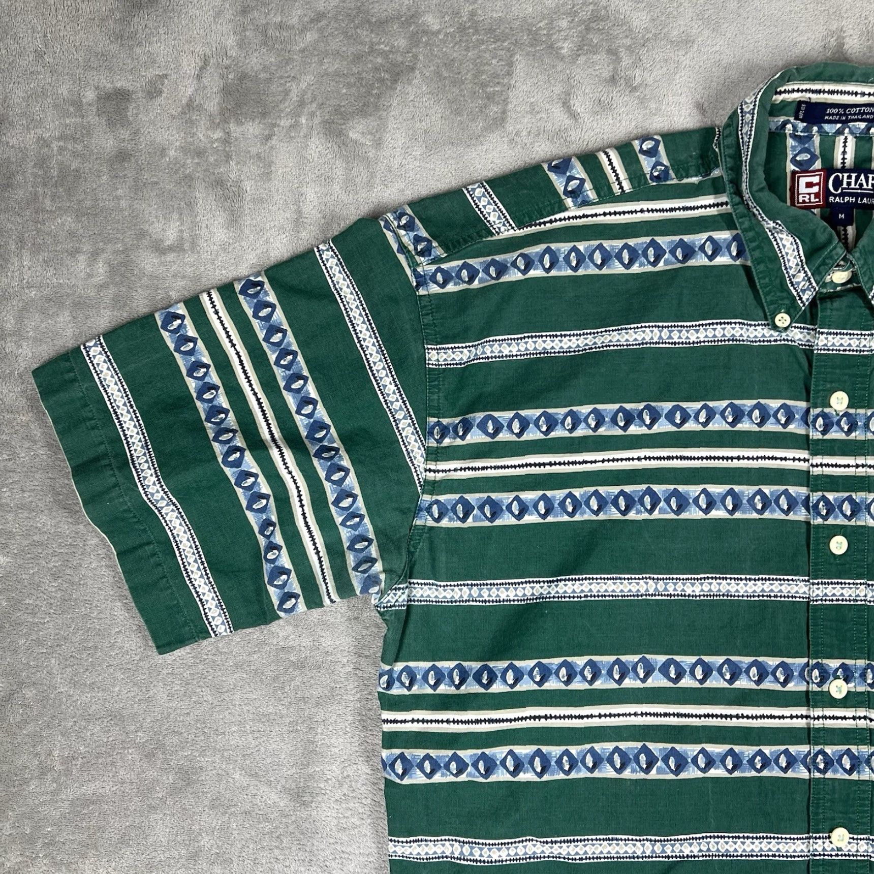 Chaps VINTAGE Chaps Ralph Lauren Button-Up Shirt Men’s M Green Striped Casual, Workwear, 90s, Preppy, Retro Mens Size US M / EU 48-50 / 2 - 2 Thumbnail