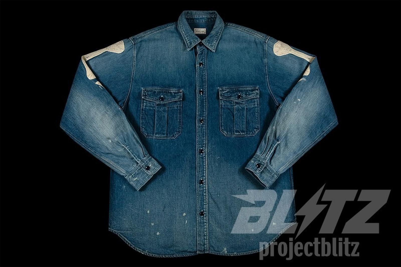 Kapital KAPITAL 8 OZ BONE EMBROIDERY DENIM WORK SHIRT SIZE 3 Size US L / EU 52-54 / 3 - 2 Thumbnail