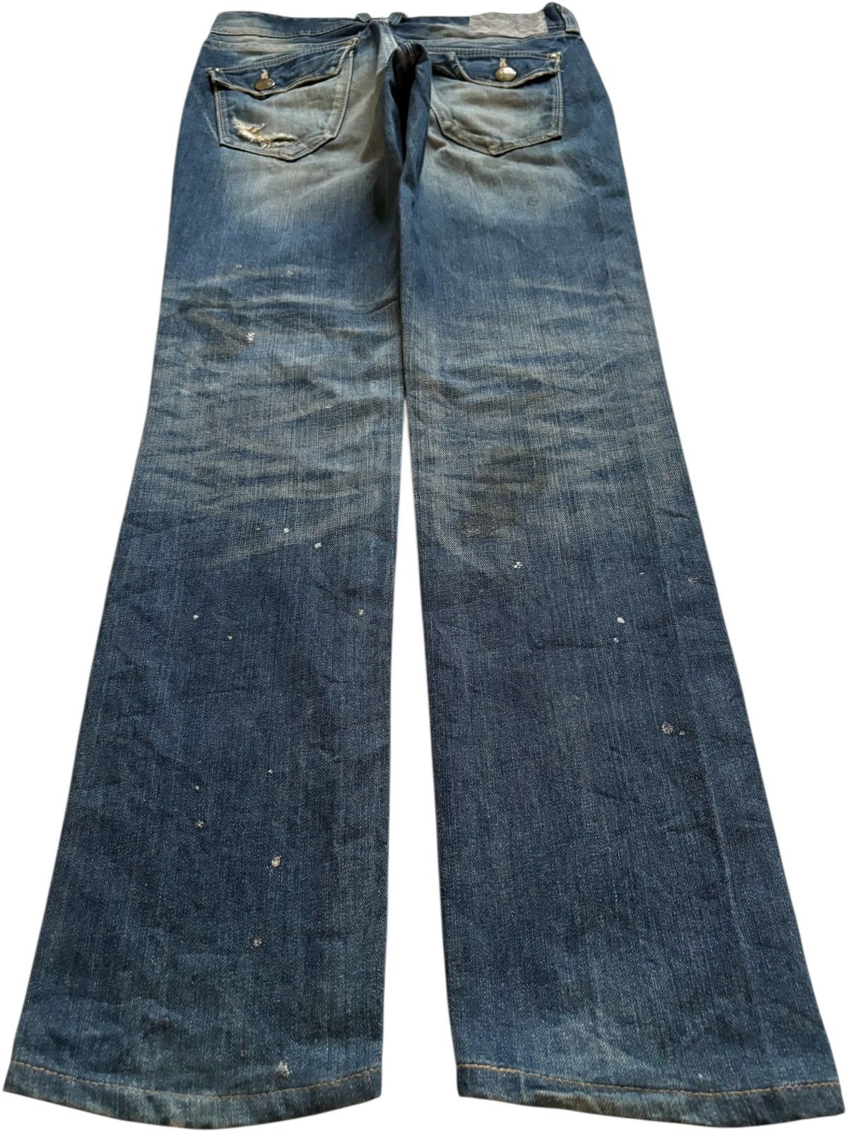Beauty Beast × Japanese Brand × Vanquish Vintage Vanquish Mud Wash Painted Distressed Ripped Jeans Size 29" - 2 Thumbnail