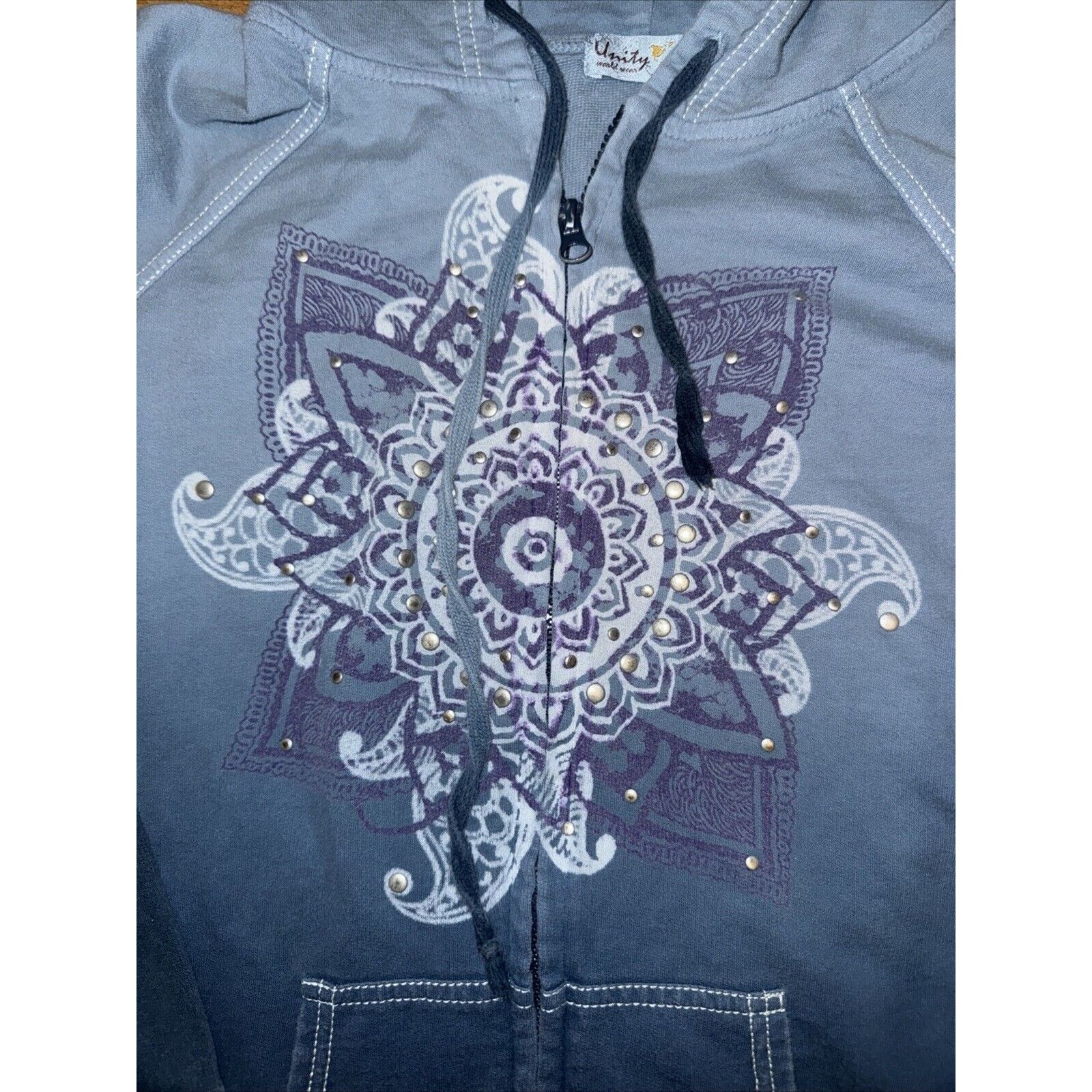 Band Tees × Vintage Unity World Wear Full Zip Gradient Dyed Hoodie Blue M 20x22 Size M / US 6-8 / IT 42-44 - 2 Thumbnail