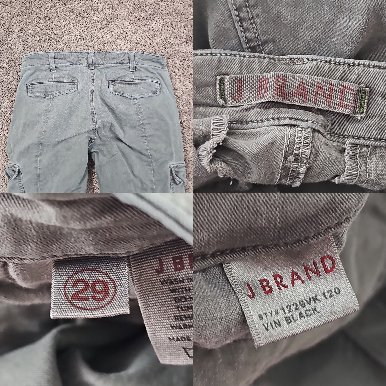 J Brand J Brand Jeans Womens 29 Gray Skinny Cargo Low Rise Stretch Zip Ankle 27x27 Men/ Womens Size 29" - 8 Thumbnail