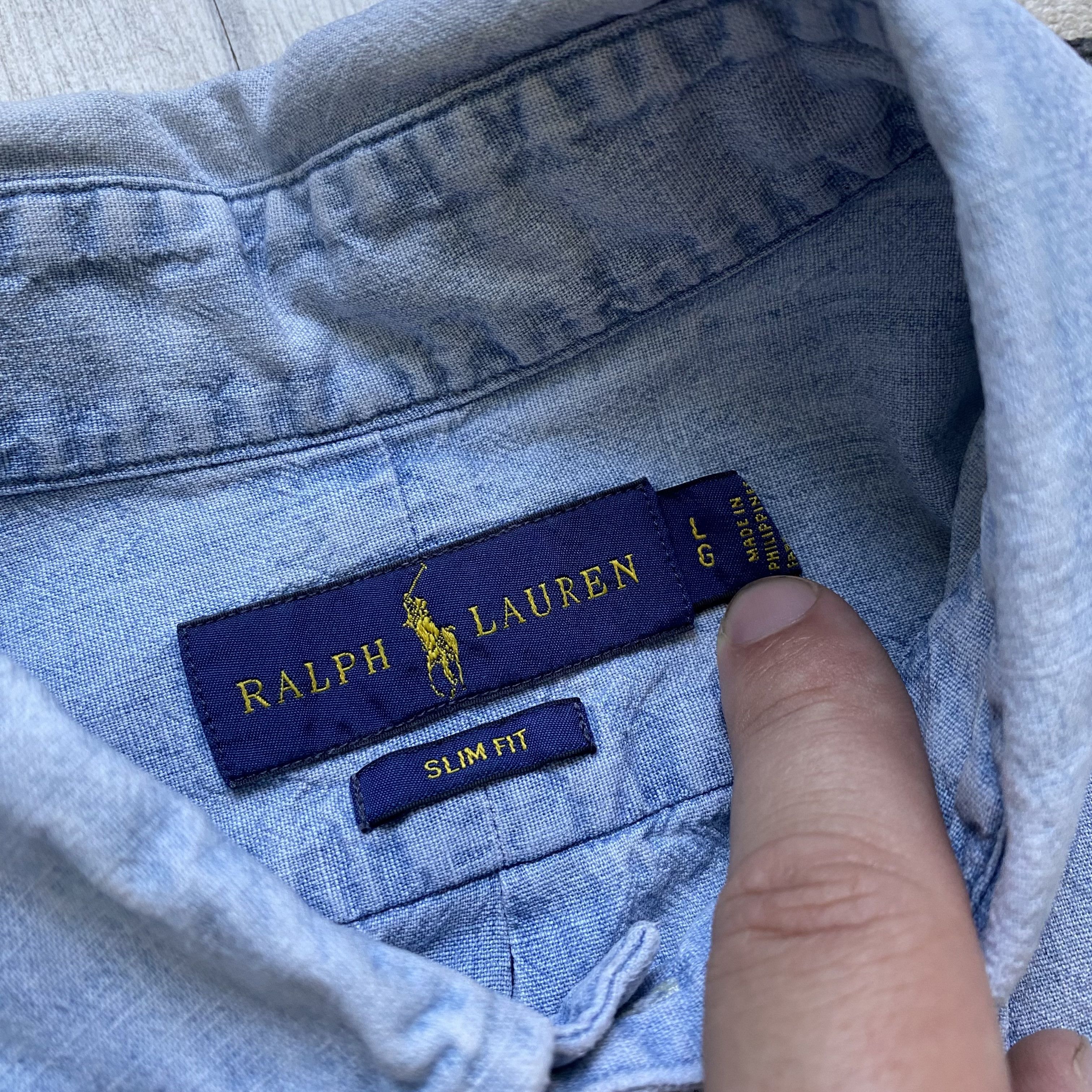 Polo Ralph Lauren 👔 Vintage Polo Ralph Lauren Shirt Faded Denim blue light Size US M / EU 48-50 / 2 - 6 Thumbnail