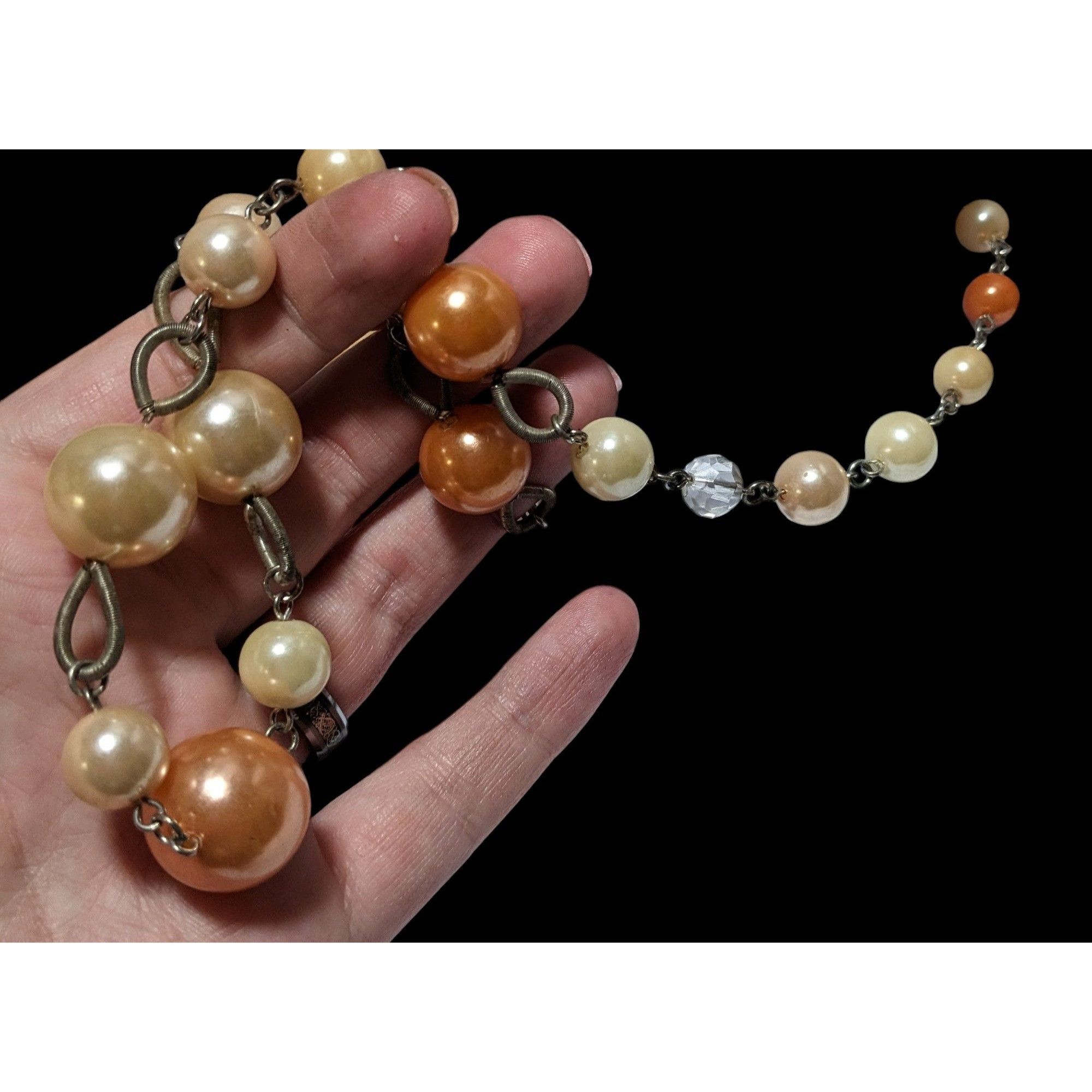 Other Orange Cream Vintage Pearl Beaded Necklace Size ONE SIZE - 3 Thumbnail