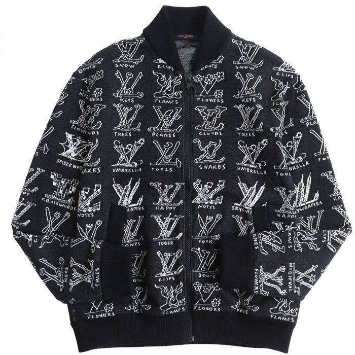 Louis Vuitton Cartoons Jacquard Zipped through Blouson Jacket in Size L