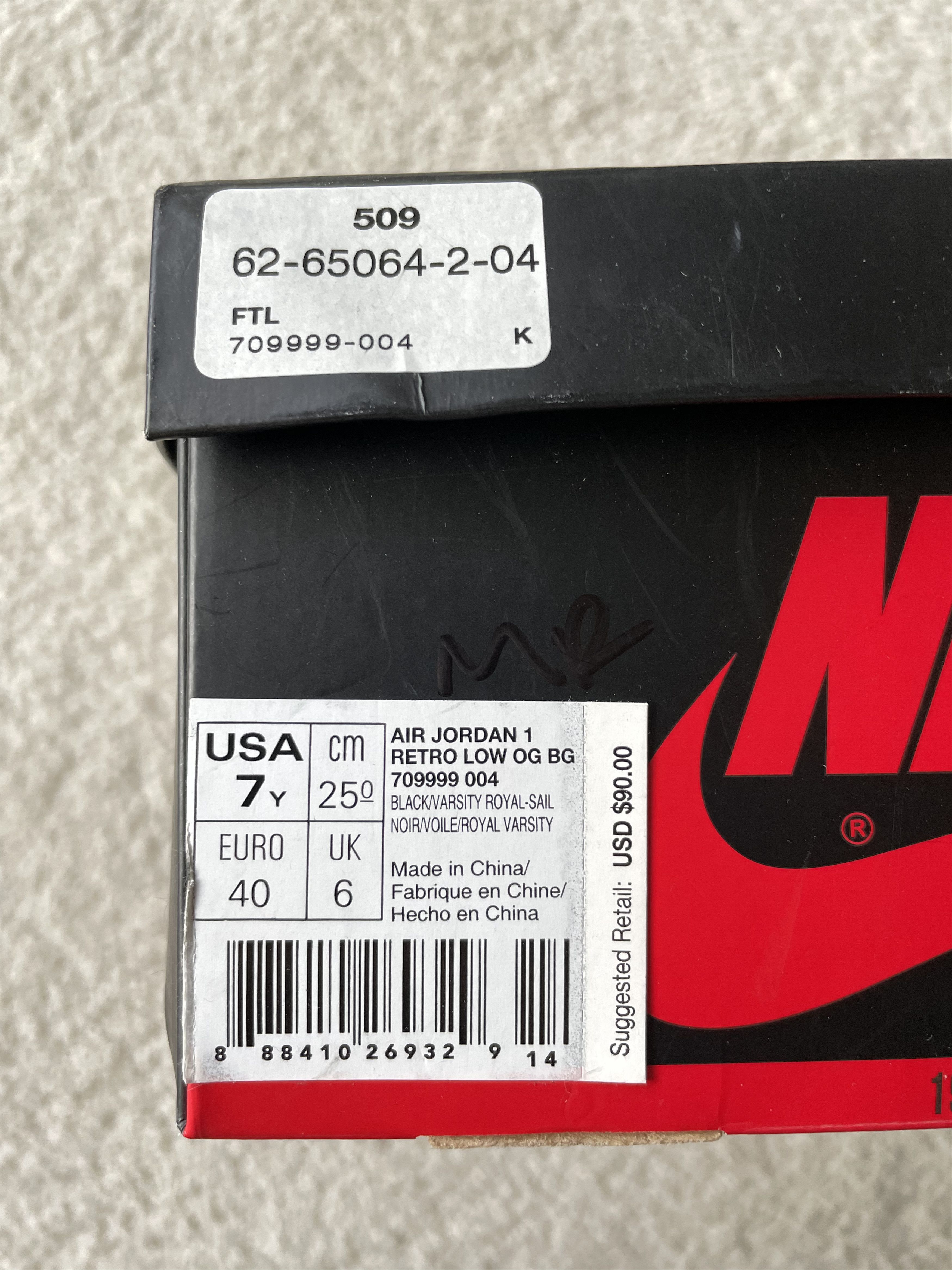 Jordan Brand × Nike 2015 Air Jordan I Low - Royal [size 7Y] Size US 7 / EU 40 - 2 Thumbnail
