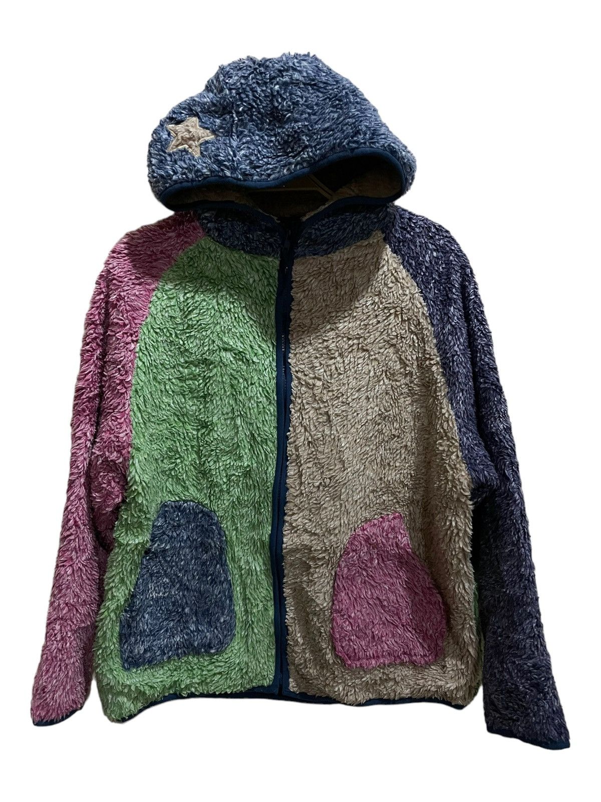 Japanese Brand Rough Patchwork Fleece Sherpa Zipped Hoodie Size US M / EU 48-50 / 2 - 1 Thumbnail