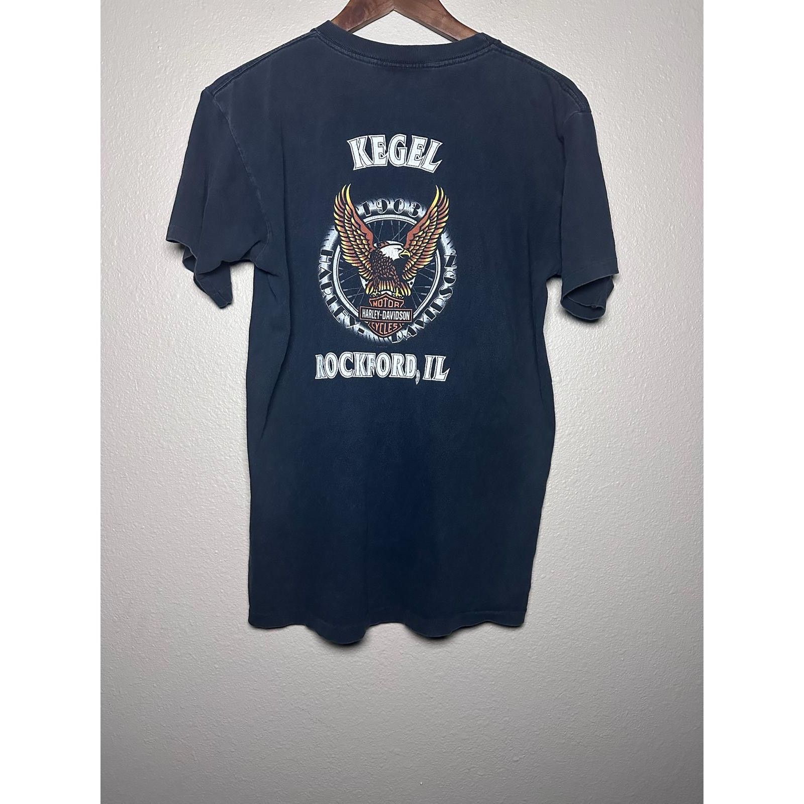 Harley Davidson 🔥 Vintage Harley-Davidson Twin Wolves Flame Tee – Size M Size US M / EU 48-50 / 2 - 2 Thumbnail