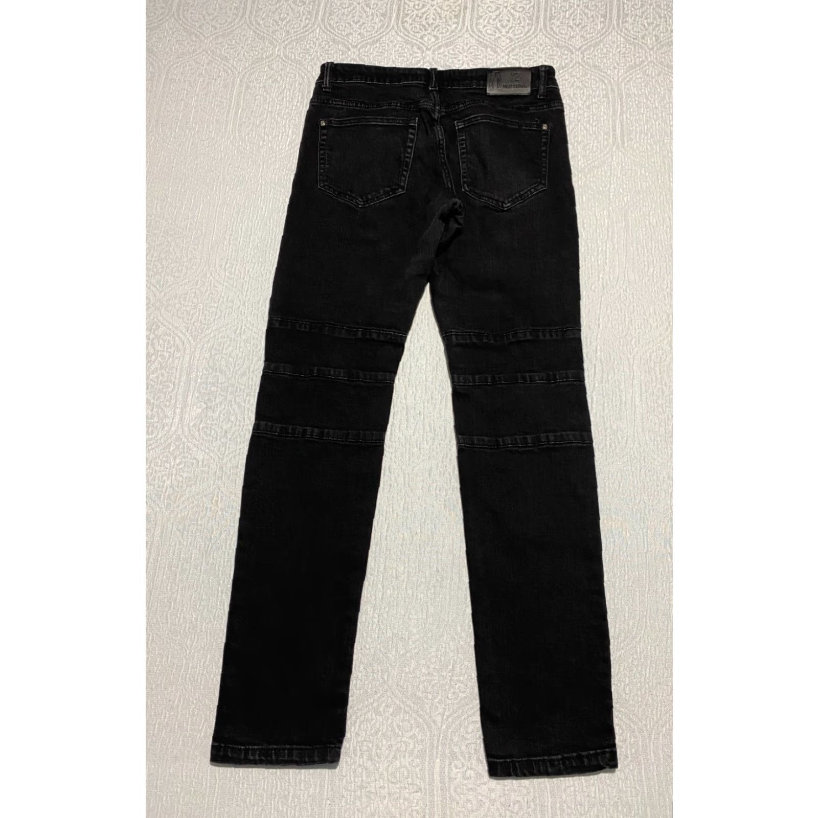 Denime ZLZ Denim Jeans Men's Slim 30×31 Black Distressed Ripped 5-Pocket Denim Jeans Men's Size 30 Regular Black ZLZ Denim Biker Style Jeans Size US 30 / EU 46 - 2 Thumbnail