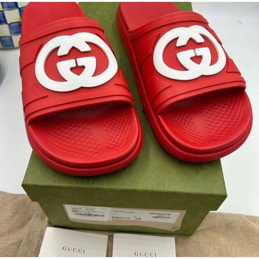Gucci Men's Gucci interlocking G rubber Pool slides size 12 Size US 12.5 / EU 45-46 - 3 Thumbnail