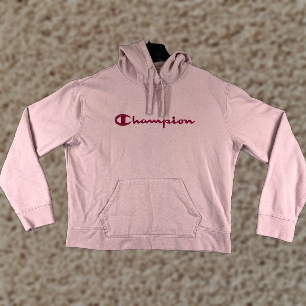 Champion Champion Hoodie Women Large Pink Pullover Kangaroo Pocket Embroidered Size L / US 10 / IT 46 - 1 Thumbnail