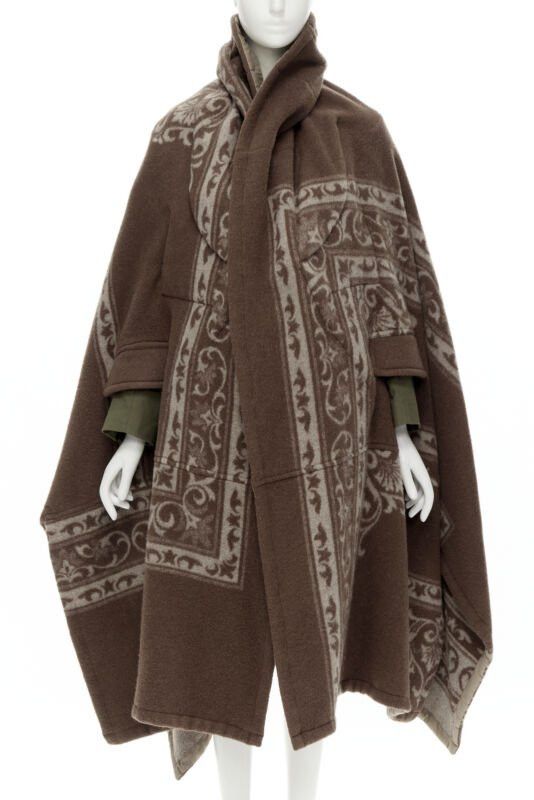 Comme des Garcons rare COMME DES GARCONS 2009 Runway brown ethnic wool cashmere blanket cocoon M Size M / US 6-8 / IT 42-44 - 1 Thumbnail