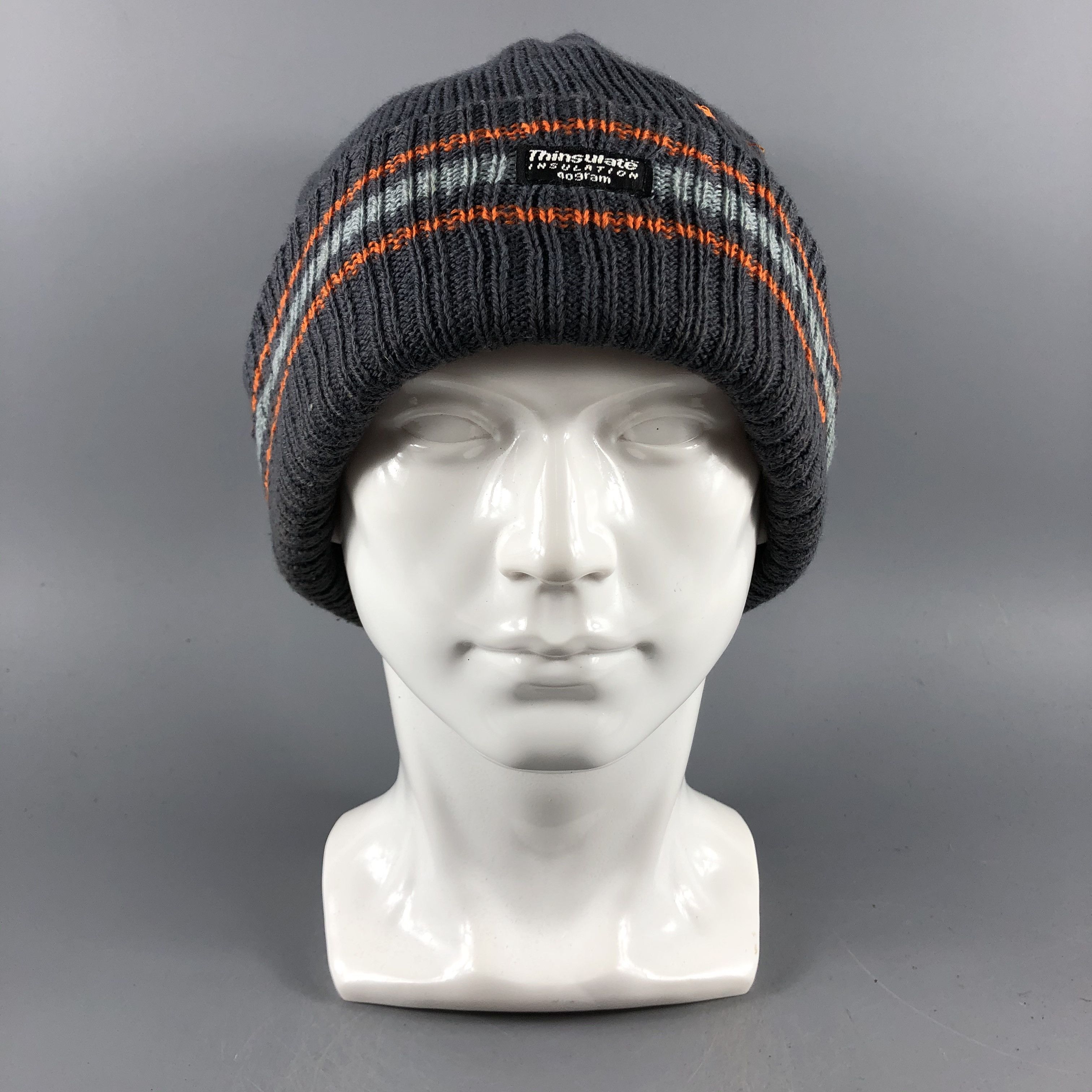 image of Thinsulate Hats Stripe Beanie Knit Snow Hat Snow Cap B555, Men's