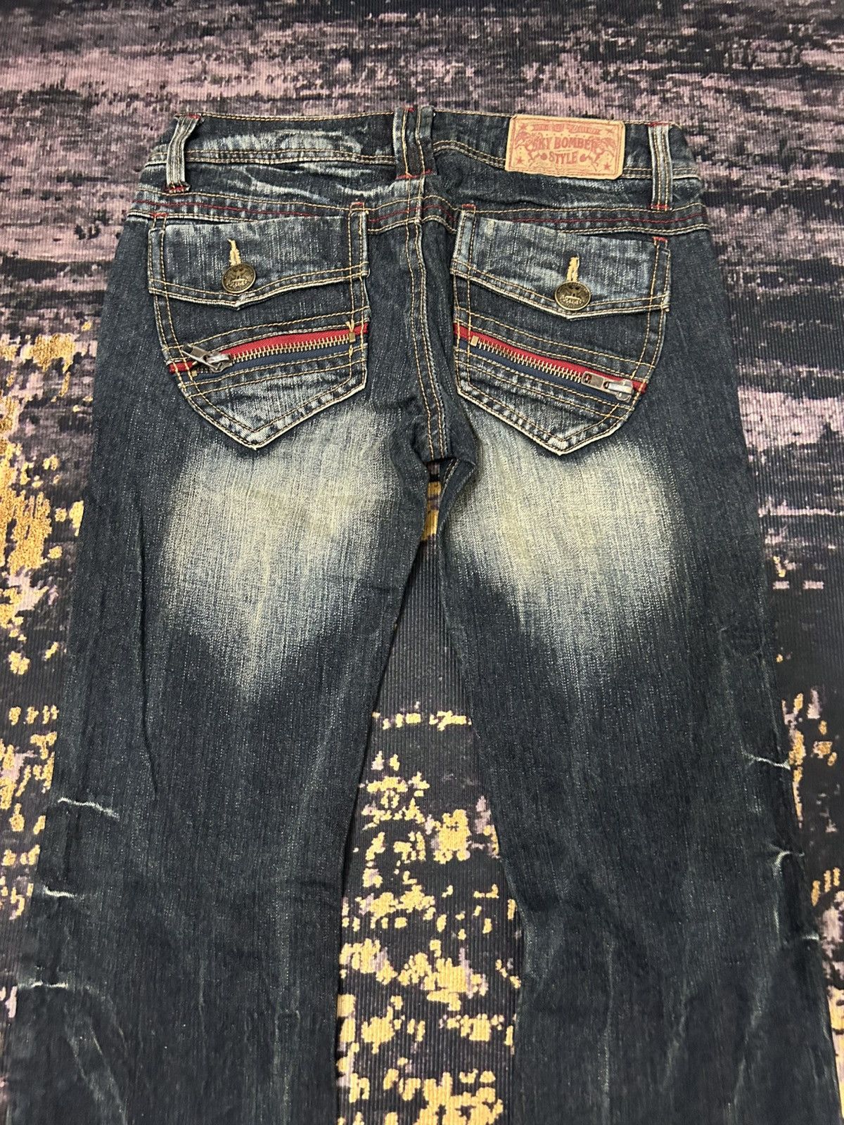 Japanese Brand Vintage Sky Bomber Mudwash Flare Jeans Size US 30 / EU 46 - 6 Thumbnail