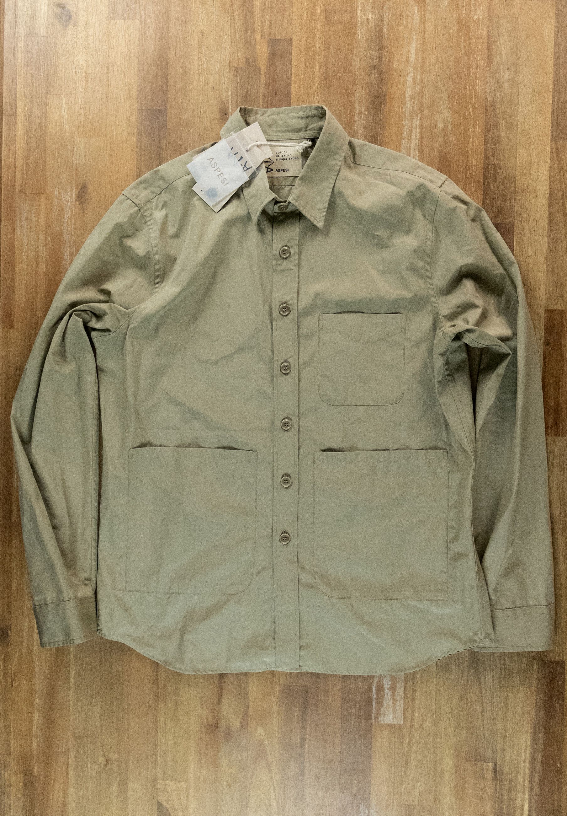 Aspesi ASPESI solid green cotton patch pockets utility shirt XL q Size US XL / EU 56 / 4 - 1 Thumbnail