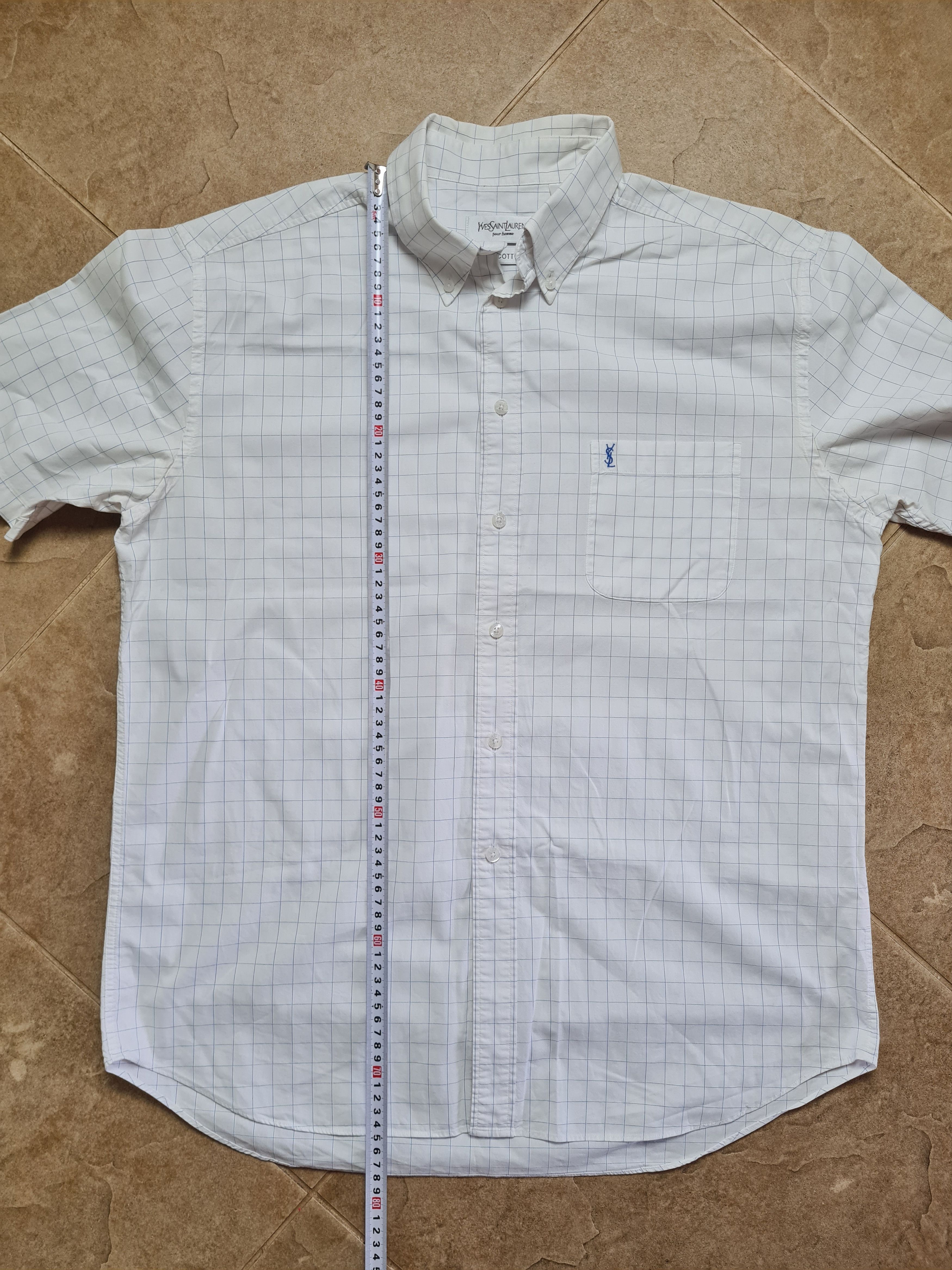 Yves Saint Laurent Yves Saint Laurent YSL Short Sleeve Plaid Check Shirt White Size US L / EU 52-54 / 3 - 9 Thumbnail