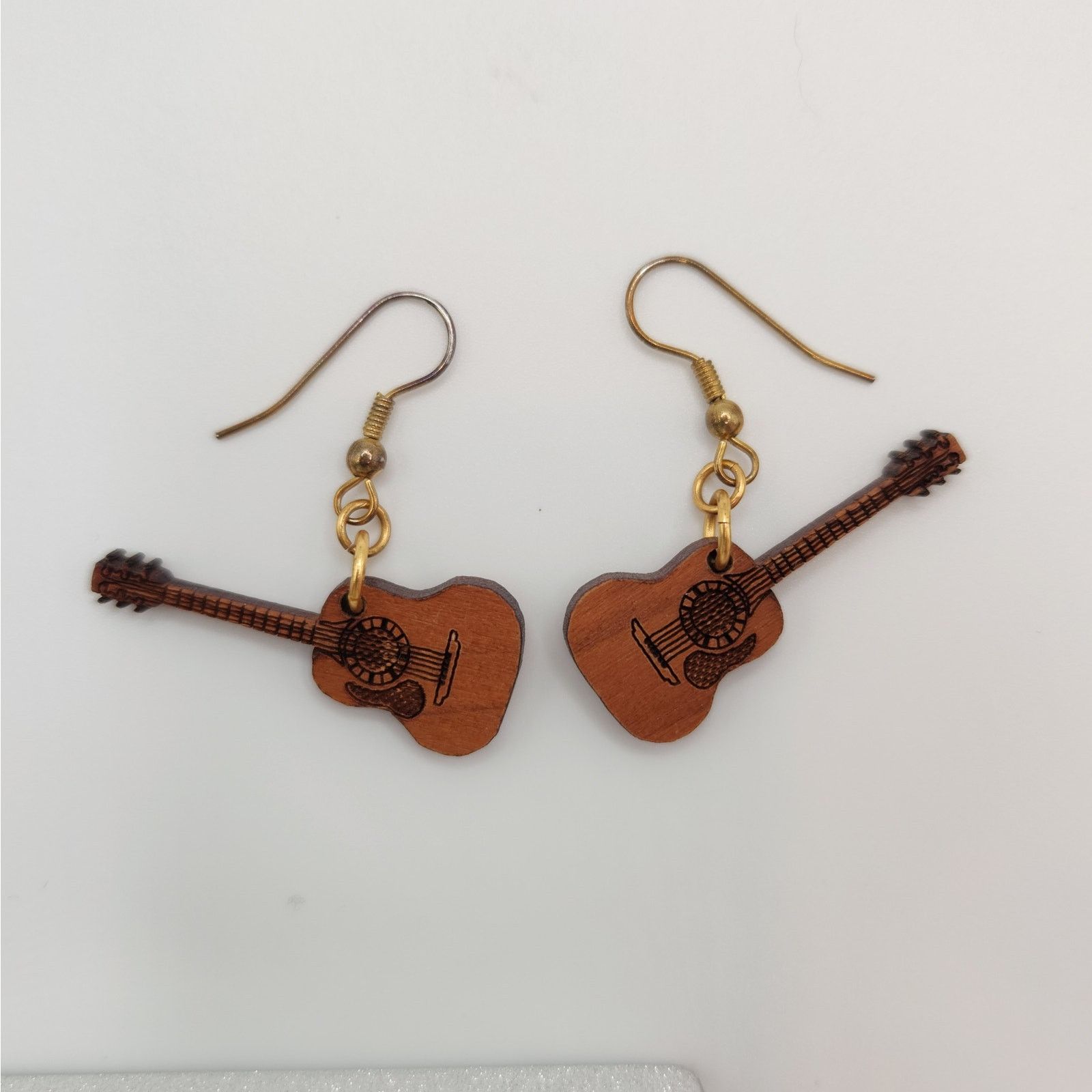 Other Brown Wooden Guitar Hook Earrings Size ONE SIZE - 2 Thumbnail