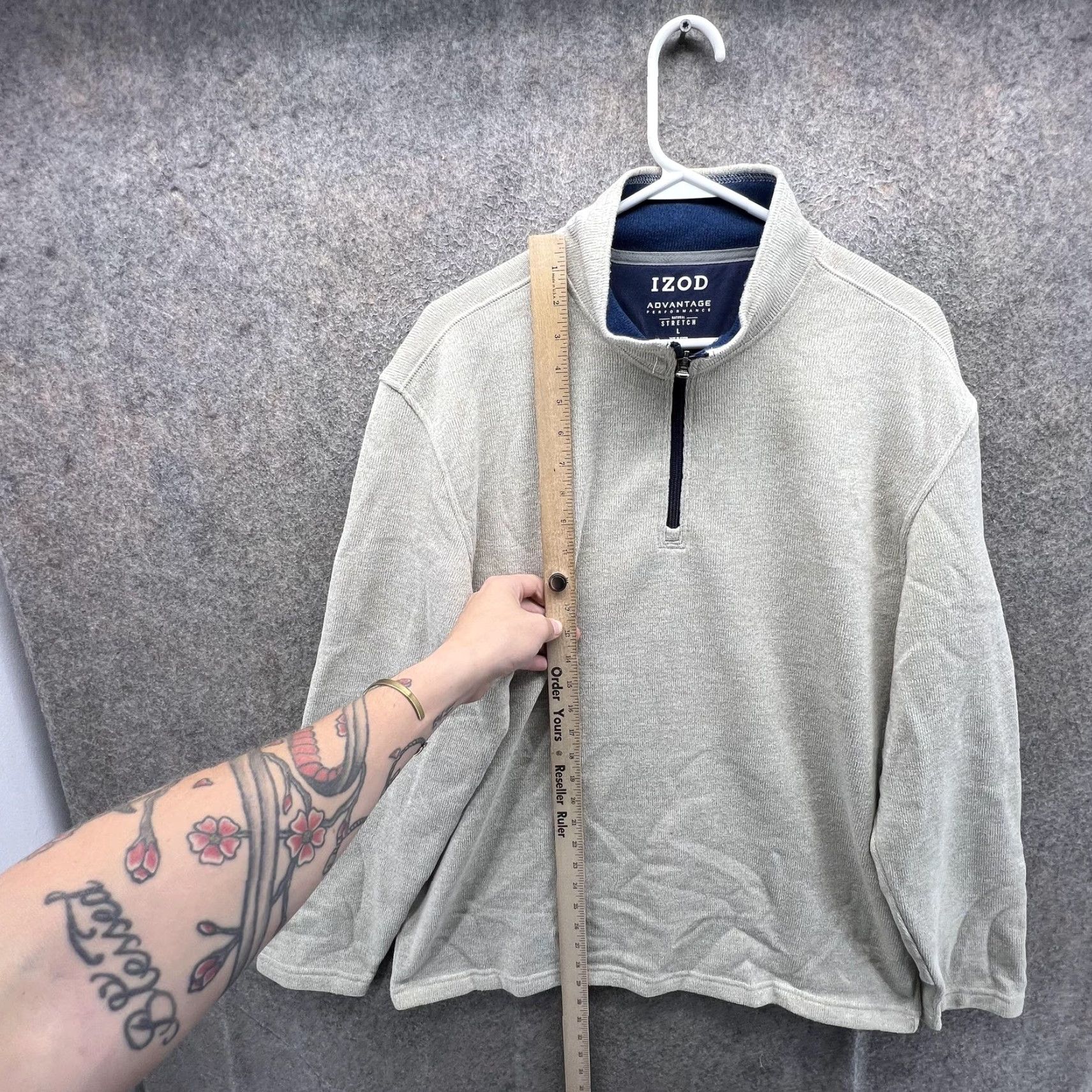 Izod IZOD Sweatshirt Mens Large Beige 1/4 Zip Fleece Pullover Advantage Performance Mock Neck Long Sleeve Regular Size L Size US L / EU 52-54 / 3 - 3 Thumbnail