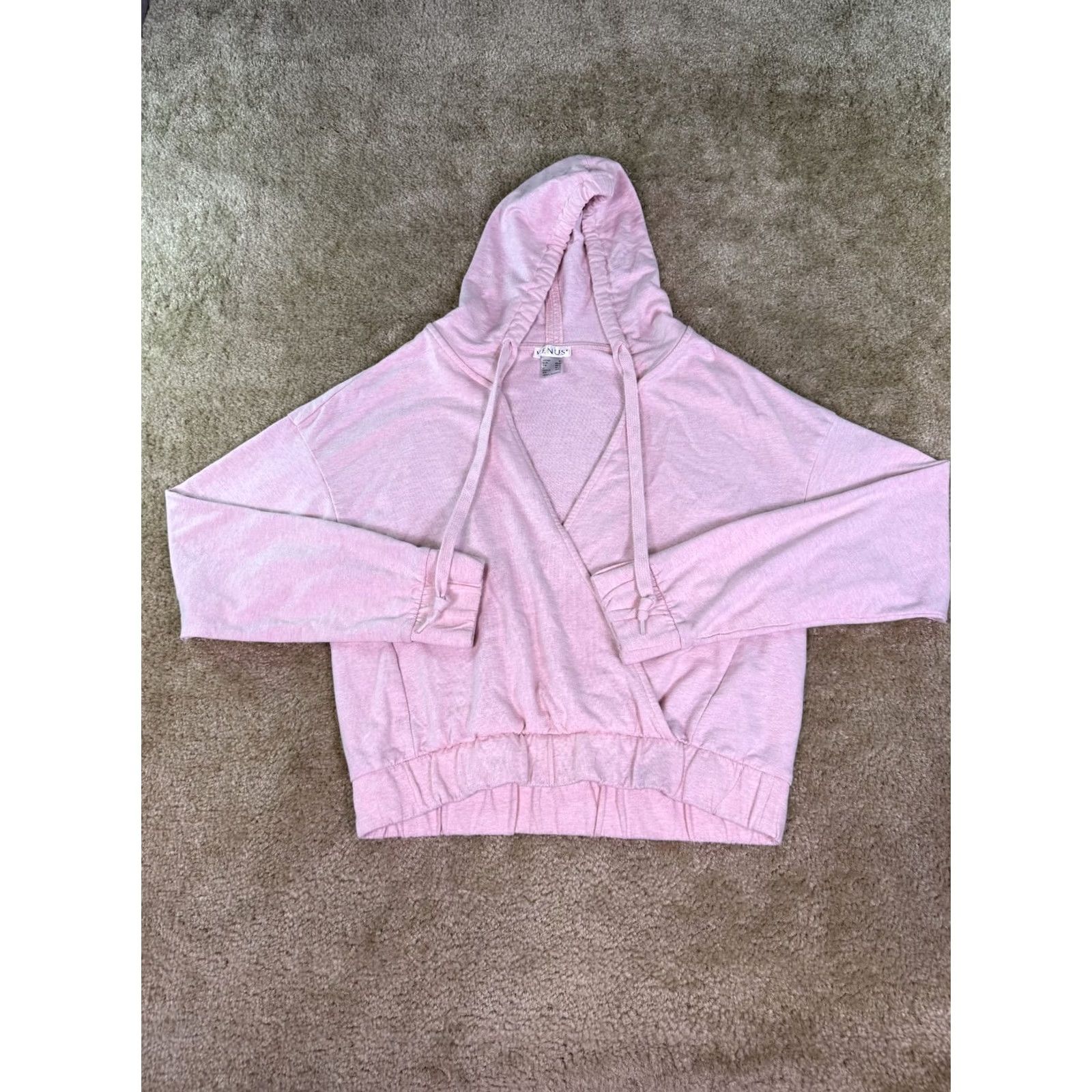Venus Venus Hoodie Women's Medium Light Pink Drawstring Relaxed Pullover E560 Size M / US 6-8 / IT 42-44 - 2 Thumbnail