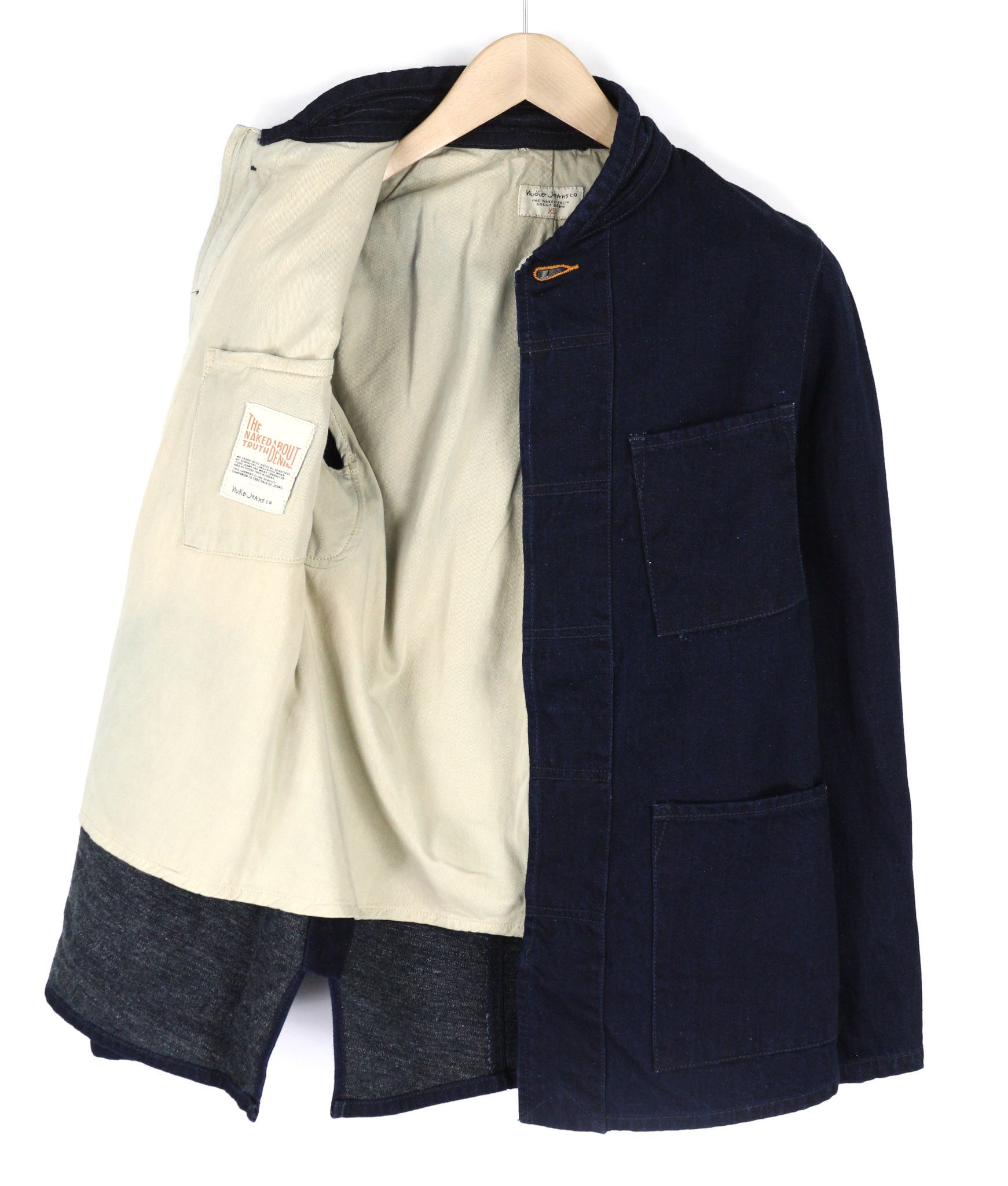 Nudie Jeans JULIUS XS Core Blue Buttoned Pockets Logo Jacket 81025 Size US XS / EU 42 / 0 - 4 Thumbnail
