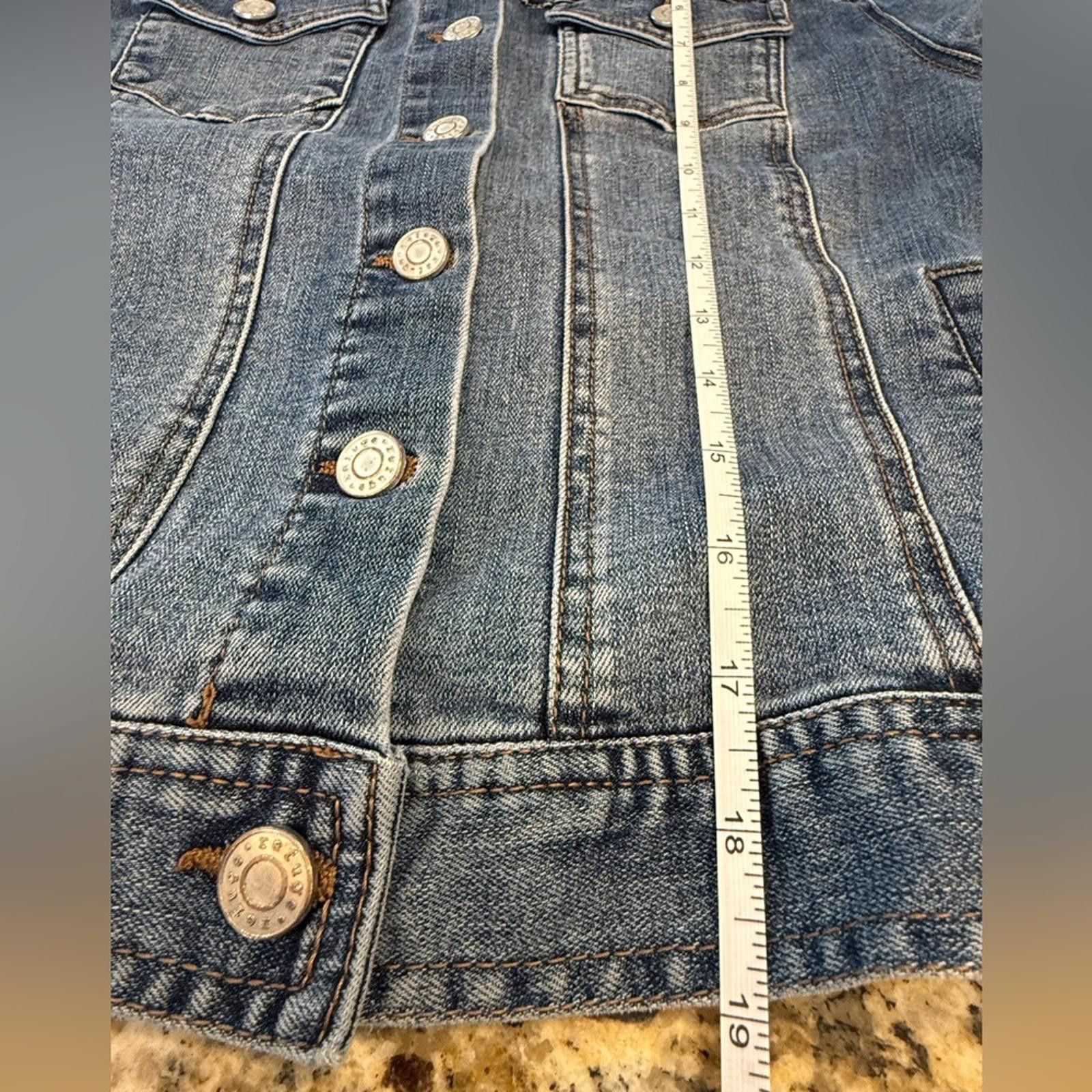 Other Refuge cropped denim jeans jacket button up medium wash SZ M Size M / US 6-8 / IT 42-44 - 7 Thumbnail