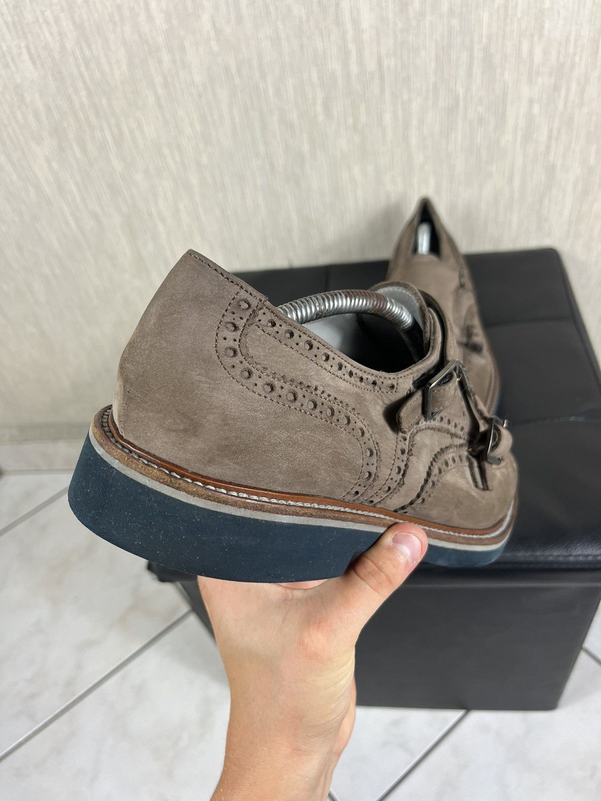 Canali × Designer Canali Italy monk strap leather shoes classic suede loafers Size US 12 / EU 45 - 7 Thumbnail