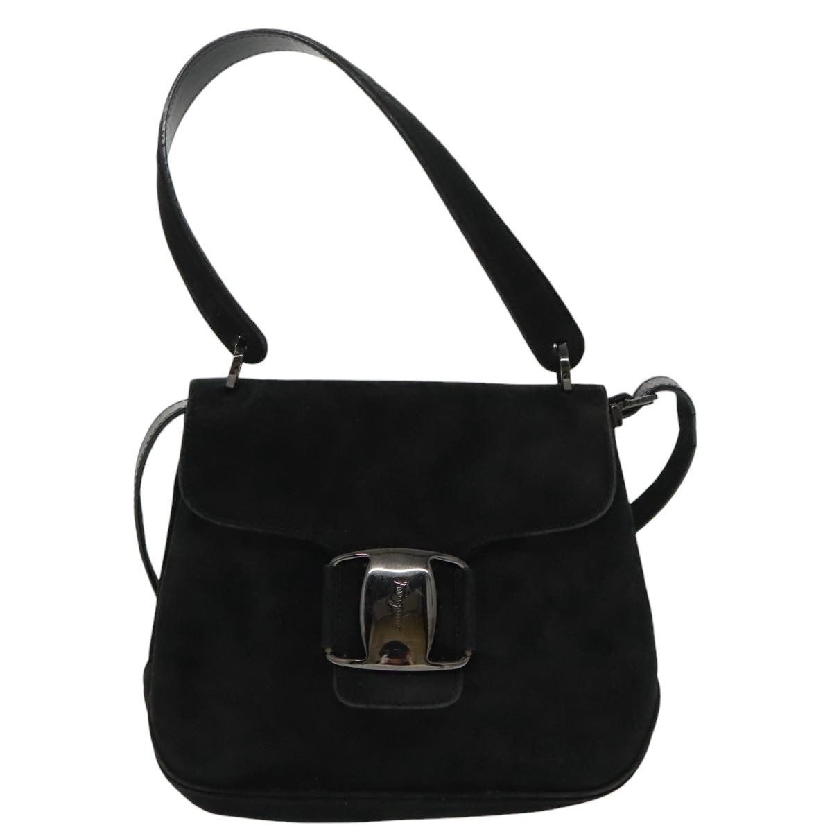 Salvatore Ferragamo Vara Black Suede Handbag (Pre-Owned) Size ONE SIZE - 1 Thumbnail