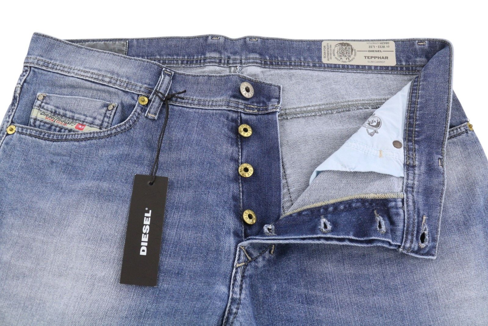 Diesel TEPPHAR 0842H W33/L32 Blue Faded Slim Carrot Jeans 89134 Size US 33 - 5 Thumbnail