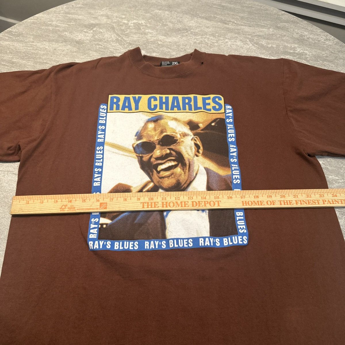 Rap Tees × Vintage Vintage Y2K Ray Charles Blue Portrait Rap Style Shirt 2XL Size US XXL / EU 58 / 5 - 7 Thumbnail