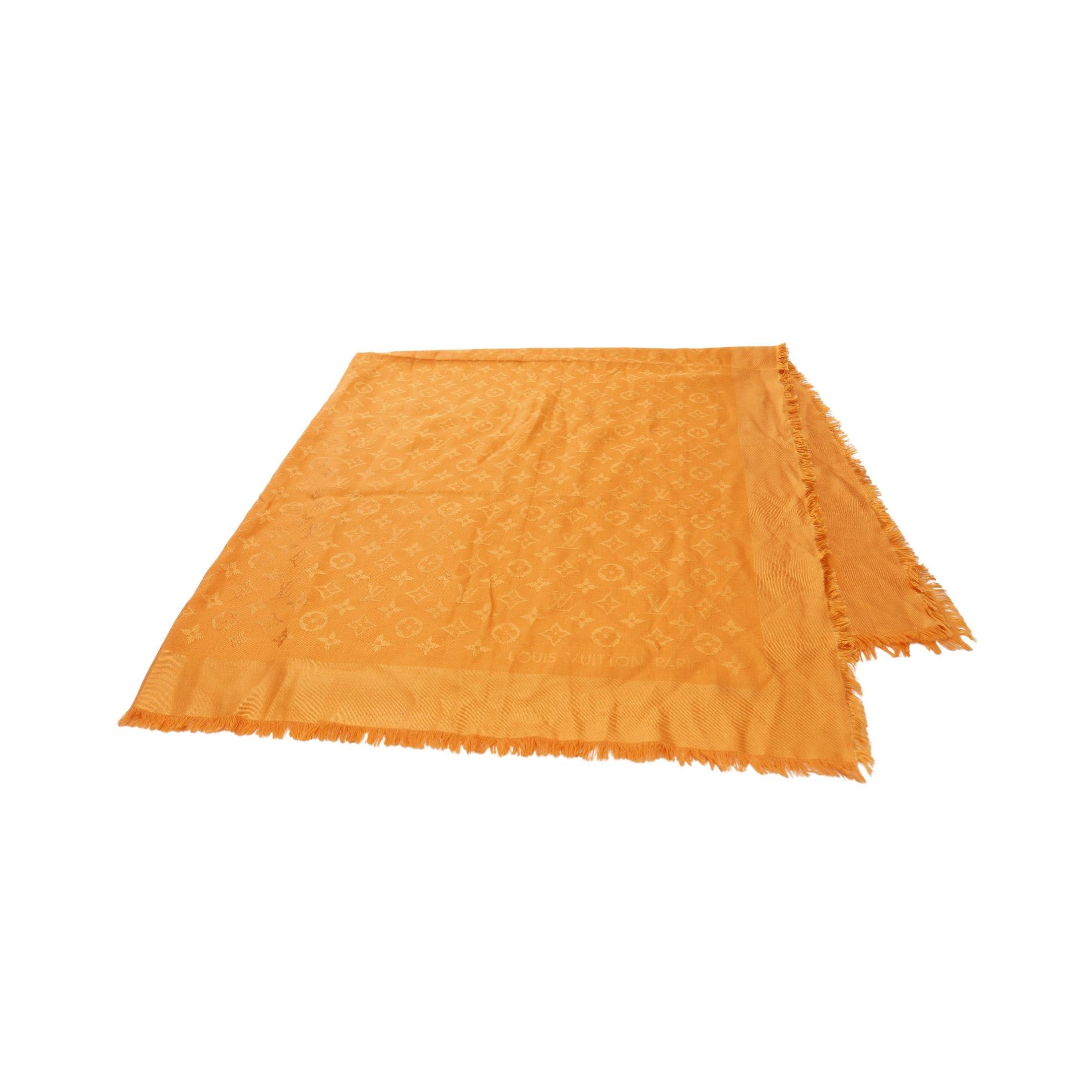Louis Vuitton Louis Vuitton Shawl Monogram Silk Wool Orange Size ONE SIZE - 1 Thumbnail