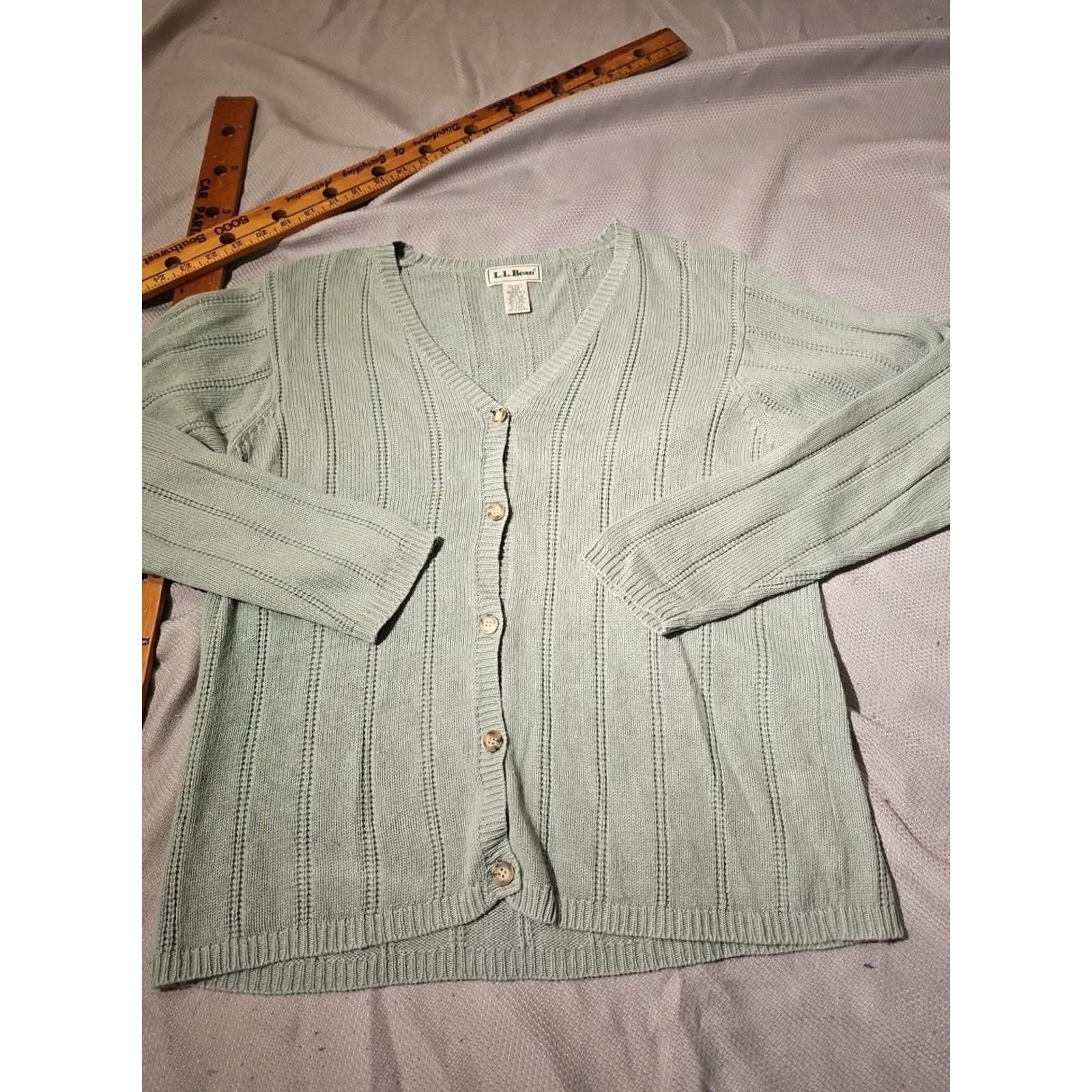 Vintage VINTAGE L.L. Bean Sweater Womens Large Green Linen Blend Button Grandma Knit Cardigan Knit Casual/Workwear Classic 90s Womens Size L / US 10 / IT 46 - 2 Thumbnail