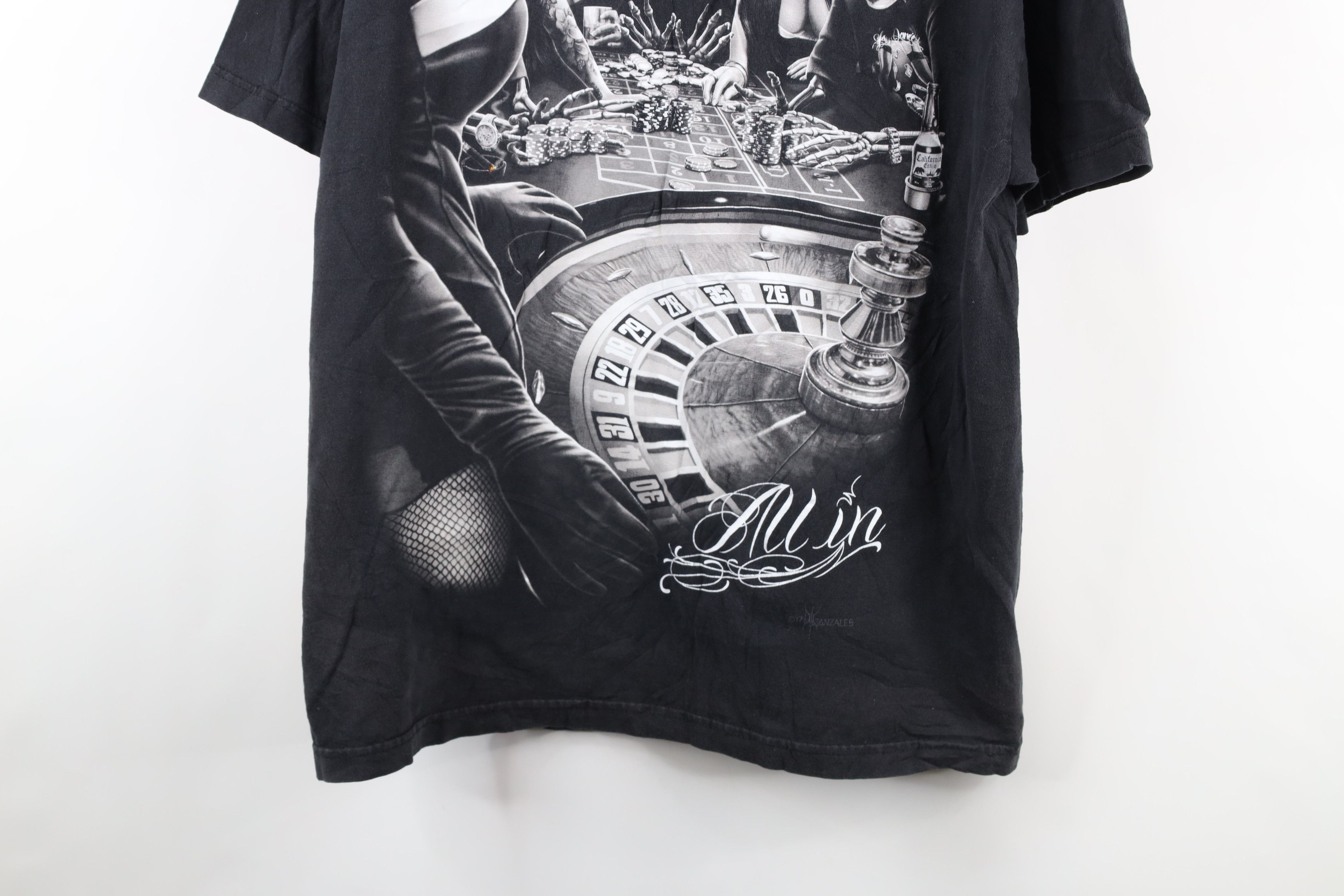 Vintage Streetwear Girl Gambling Skeleton Hip Hop T-Shirt Black Size US XL / EU 56 / 4 - 3 Thumbnail