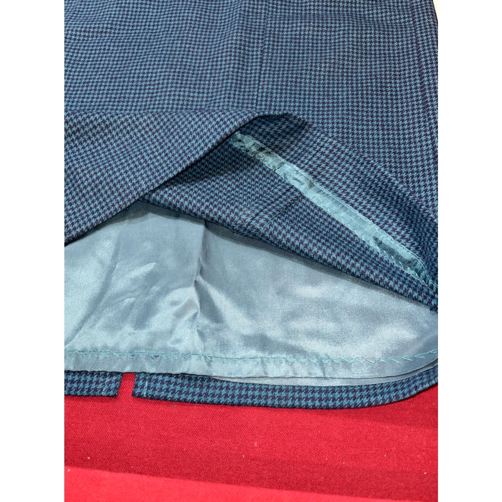 Pendleton VINTAGE Pendleton Blue Virgin Wool Skirt Midi Side Zip Lined Stretch Waist 16 Women Wool Button Navy Turquoise A-Line Size 38" / US 16 / IT 52 - 6 Thumbnail