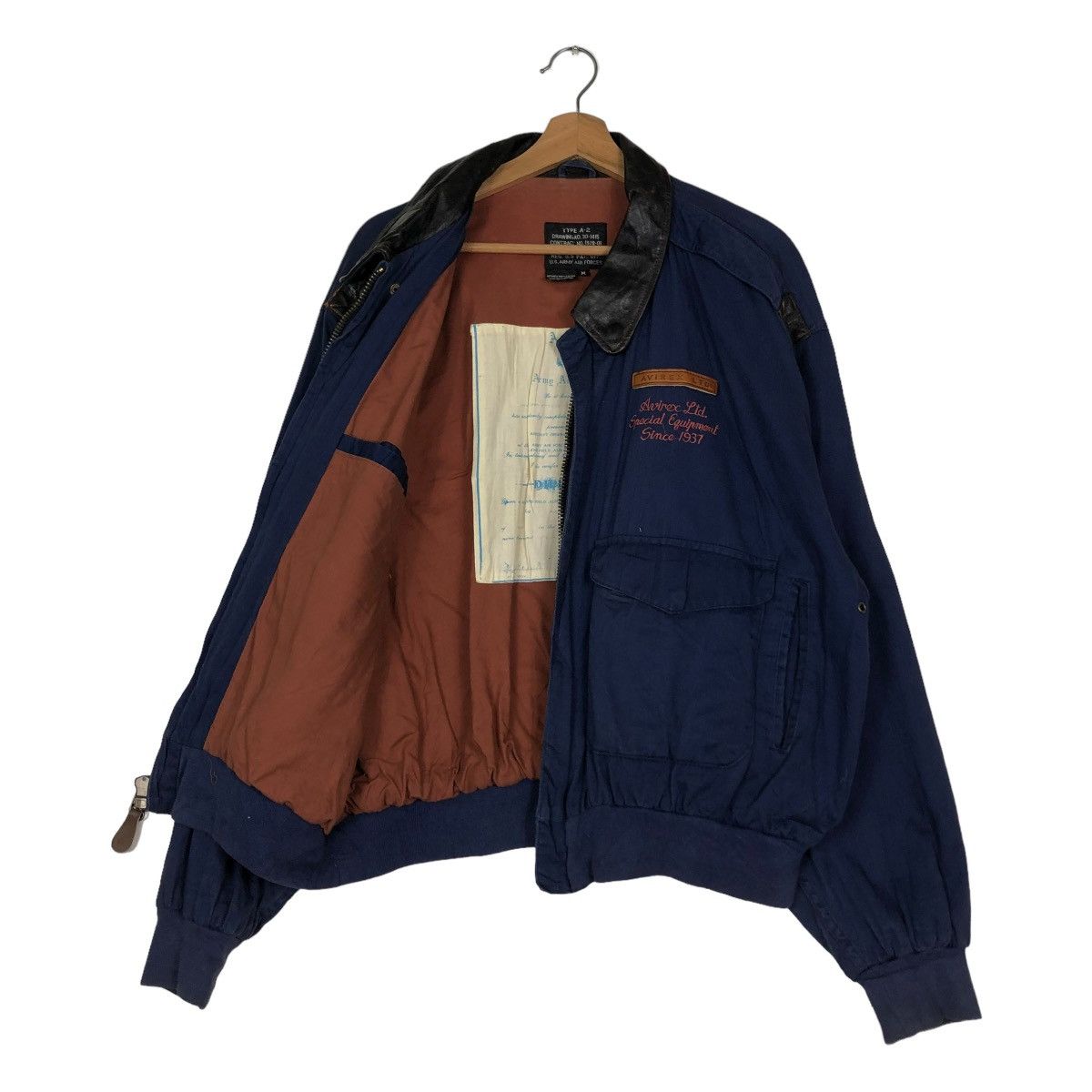 Avirex 🔥VTG 80’s BRIEFING TIME AVIREX BOMBER JACKET LEATHER COLLAR Size US M / EU 48-50 / 2 - 12 Thumbnail
