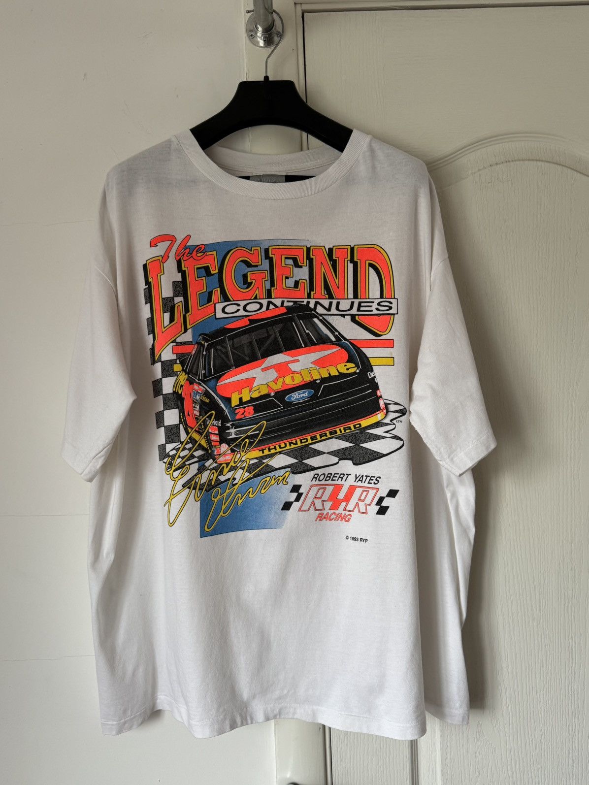 NASCAR Vintage 1993 Ernie Irvan NASCAR Racjng Printed T Shirt Size US XL / EU 56 / 4 - 1 Thumbnail