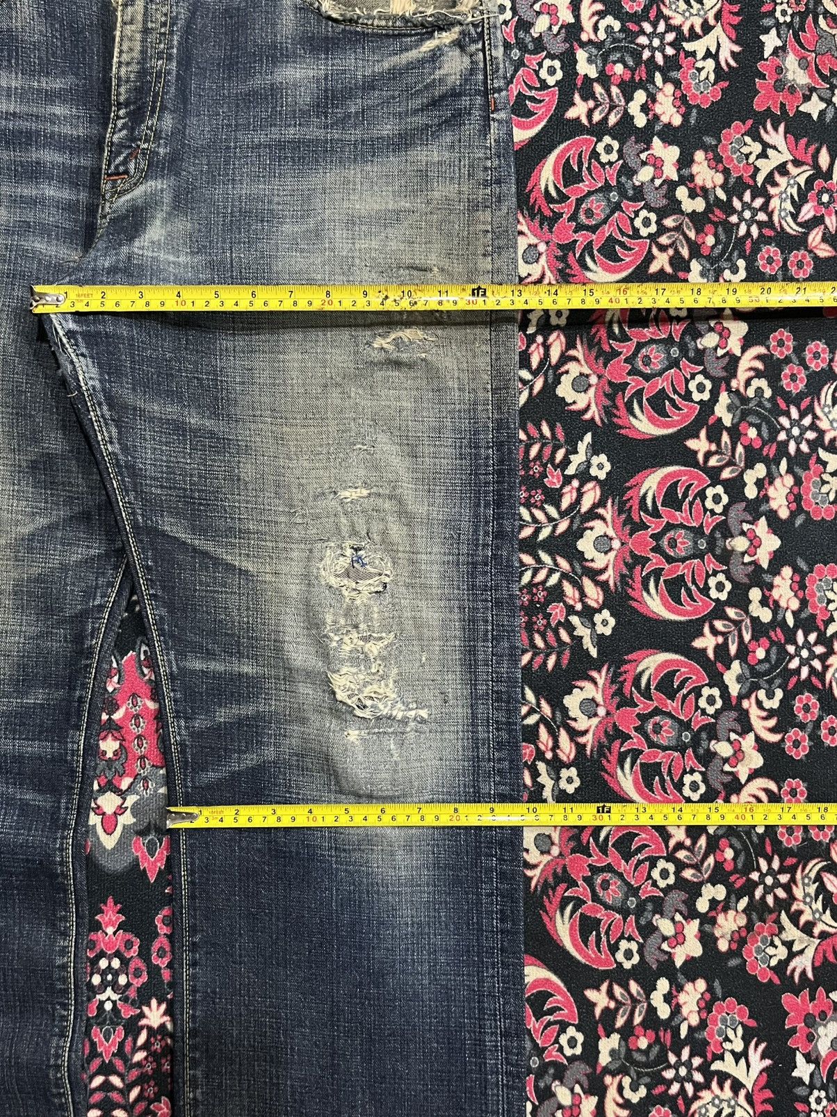 Vintage GL Heart Trashed Blue Faded Washed Loose Straight Jeans Size US 36 / EU 52 - 17 Thumbnail