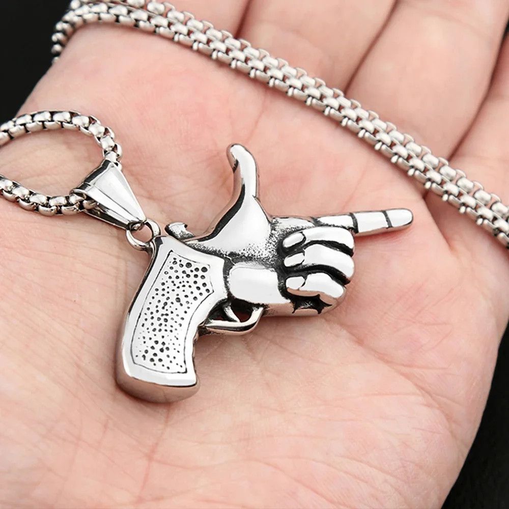 Jewelry Creative Pistol Gesture Pendant Necklaces Size ONE SIZE - 3 Thumbnail