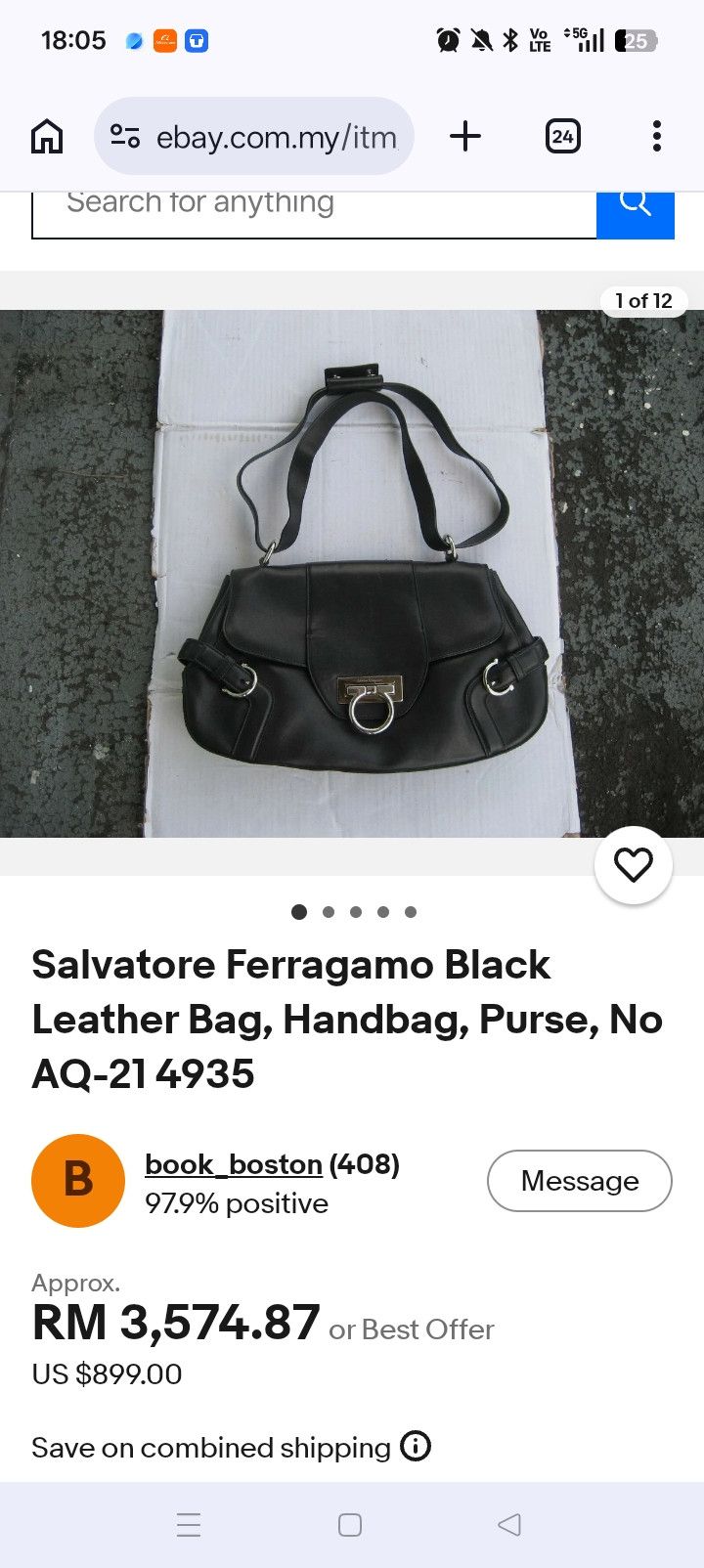 Salvatore Ferragamo Salvatore Ferragamo Black Shoulder Bag Size ONE SIZE - 6 Thumbnail
