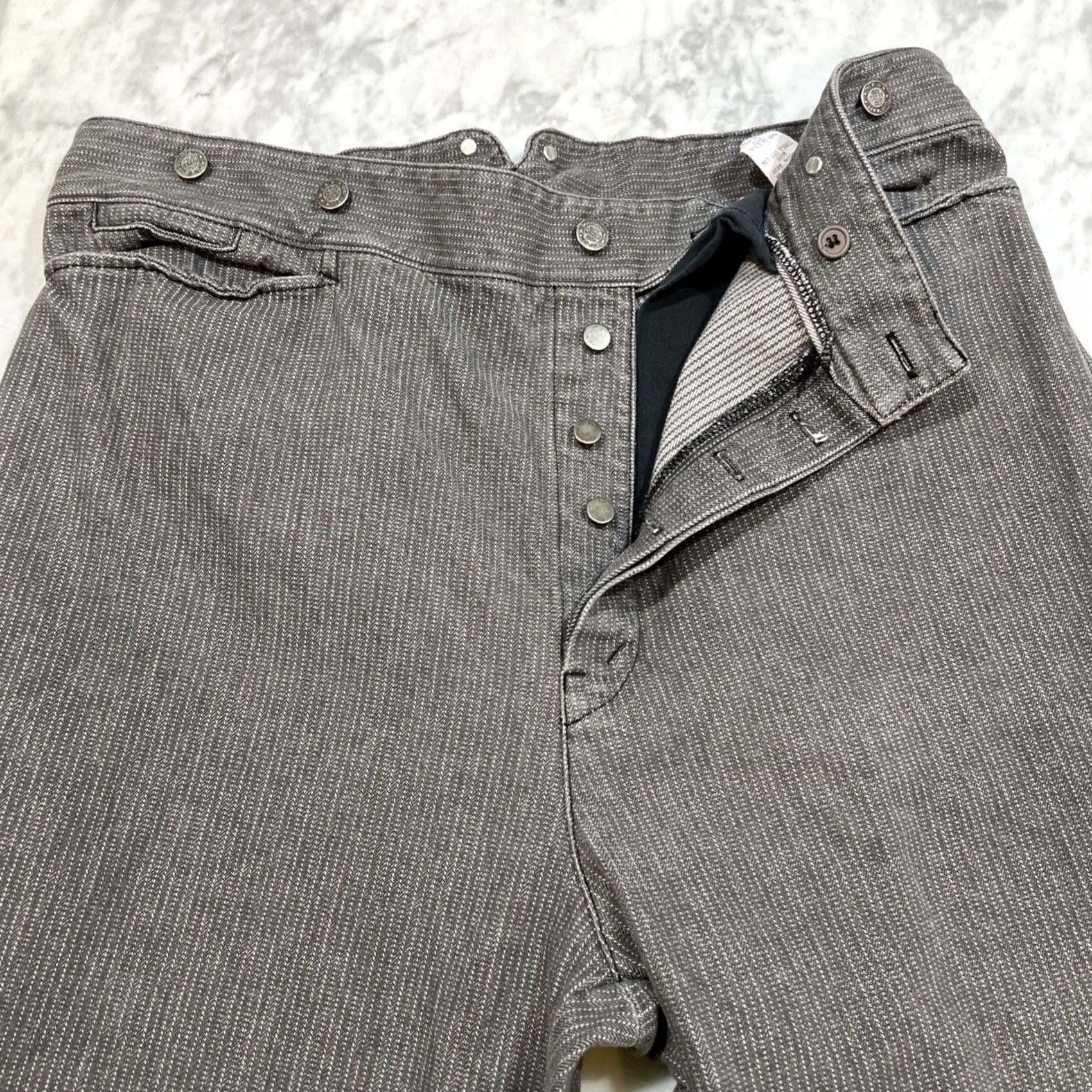 Vintage VINTAGE Wahmaker Jeans Men’s 42x30 Grey Button Fly Buckle Back Striped Western Size US 42 / EU 58 - 3 Thumbnail