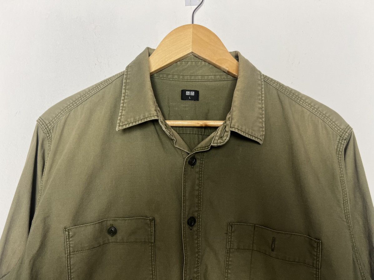 Uniqlo Uniqlo Olive Green Fade Cotton Utility Shirt Size US L / EU 52-54 / 3 - 3 Thumbnail