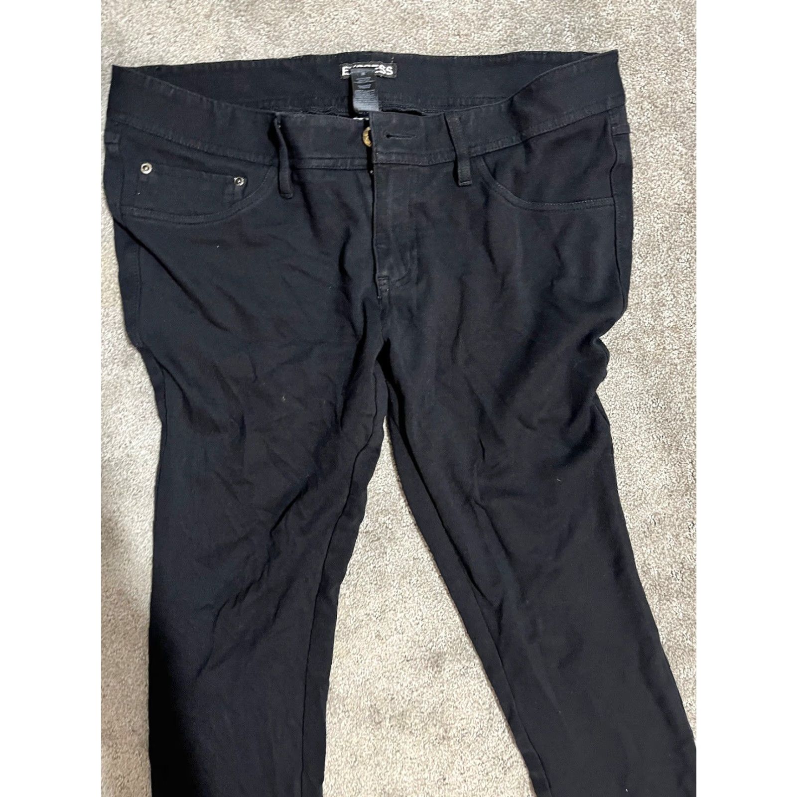 Express EXPRESS Black Knit Skinny Jeans Women Medium Regular Size 32" / US 10 / IT 46 - 3 Thumbnail