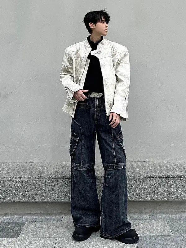 VIBE Cargo Studded Pocket Baggy Jeans Size US 29 - 5 Thumbnail