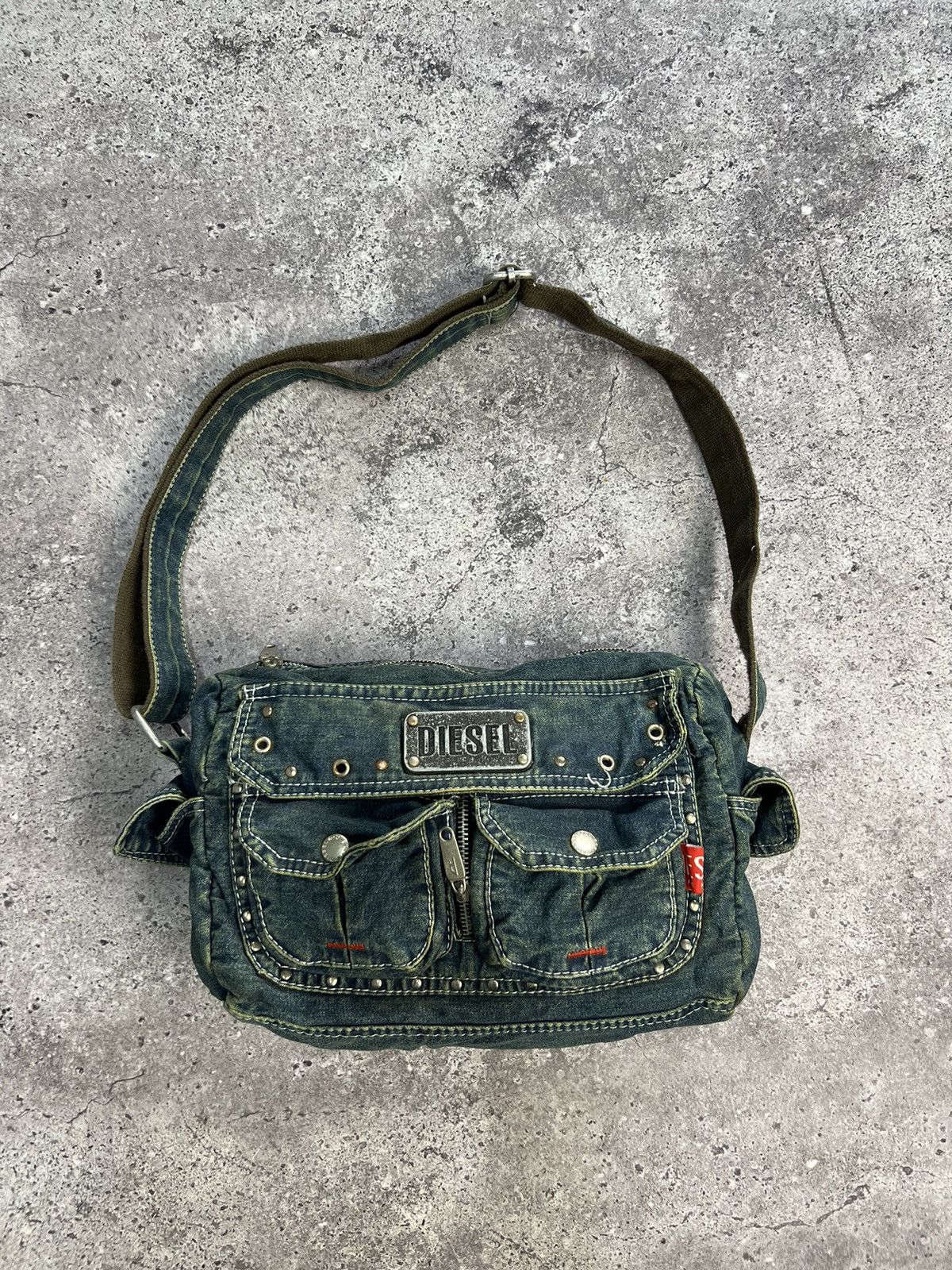 Y2K Vintage Diesel Utility Cargo Backpack – Canvas & Leather Multi Pocket Bag main image 0