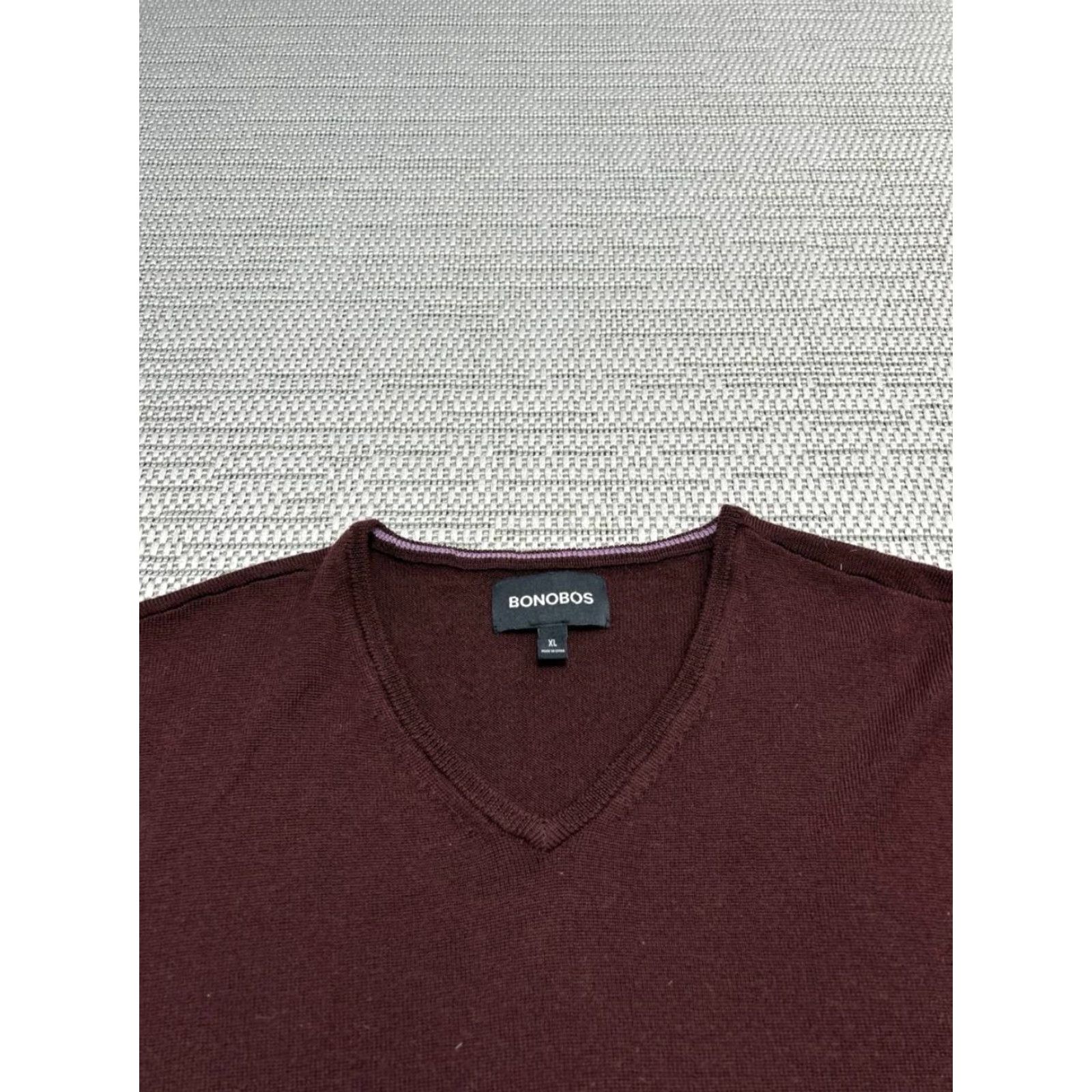 Bonobos Bonobos Sweater Mens XL Brown Wool Knit Pullover Pullover V-Neck Slim Wool Knit Solid Casual Business Knit Size US XL / EU 56 / 4 - 2 Thumbnail