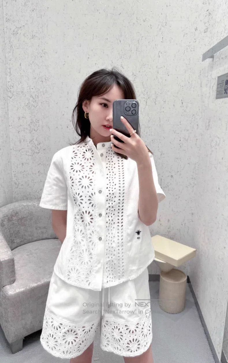 Dior Dior Floral hollow single-breasted short-sleeved shirt Size XS / US 0-2 / IT 36-38 - 8 Thumbnail