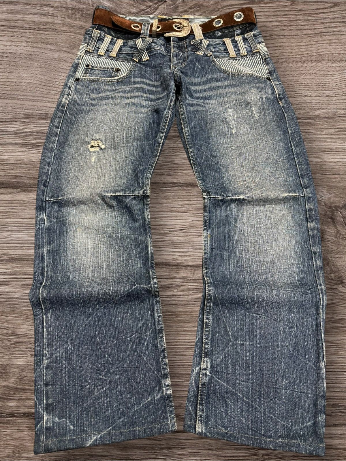 14th Addiction Y2k Japanese Dominate Double Waist Faded Grunge Punk Jeans Size US 32 / EU 48 - 1 Thumbnail