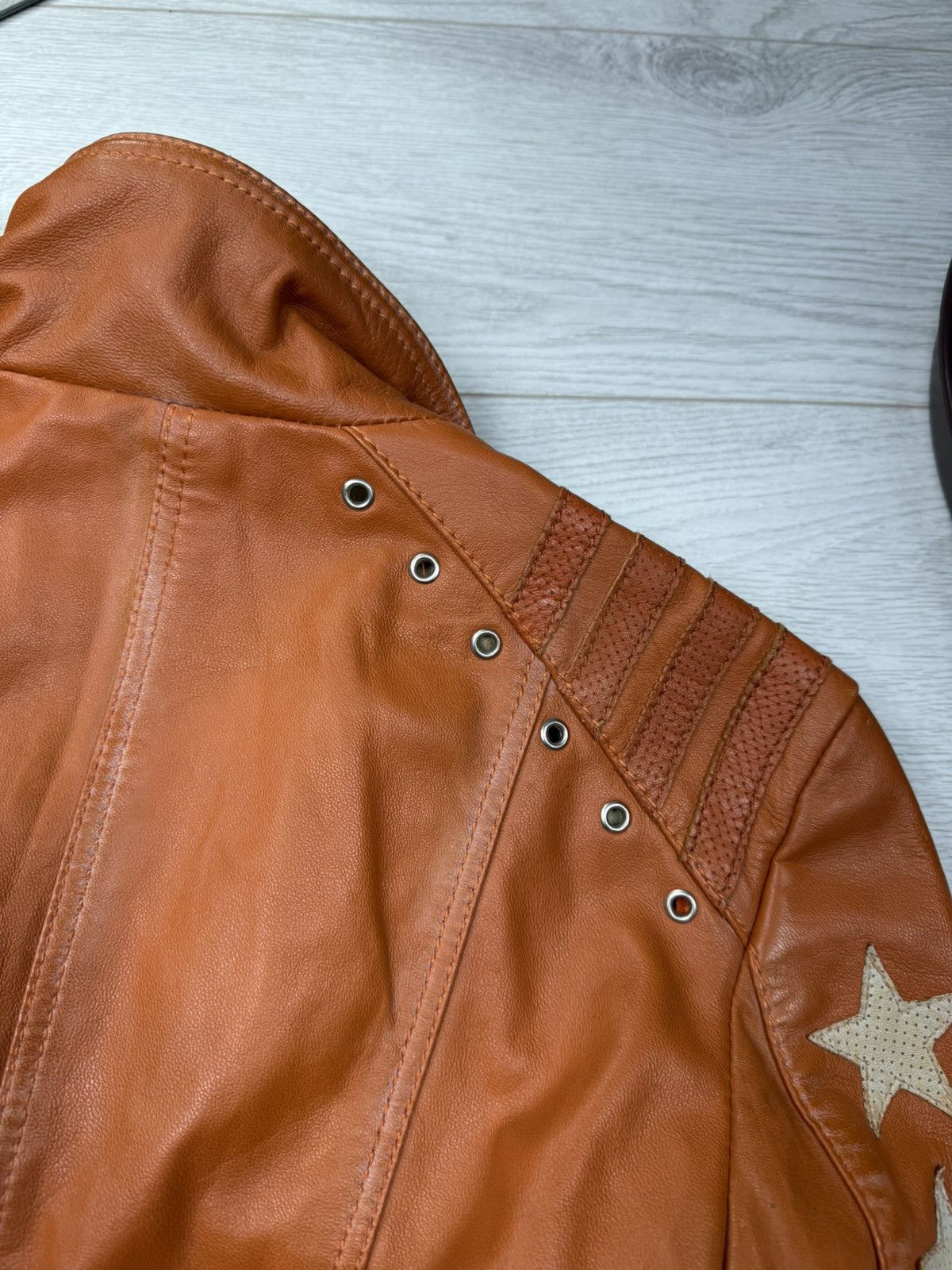 Genuine Leather Vintage Blue Muncie Star Design Leather Jacket Size S / US 4 / IT 40 - 15 Thumbnail